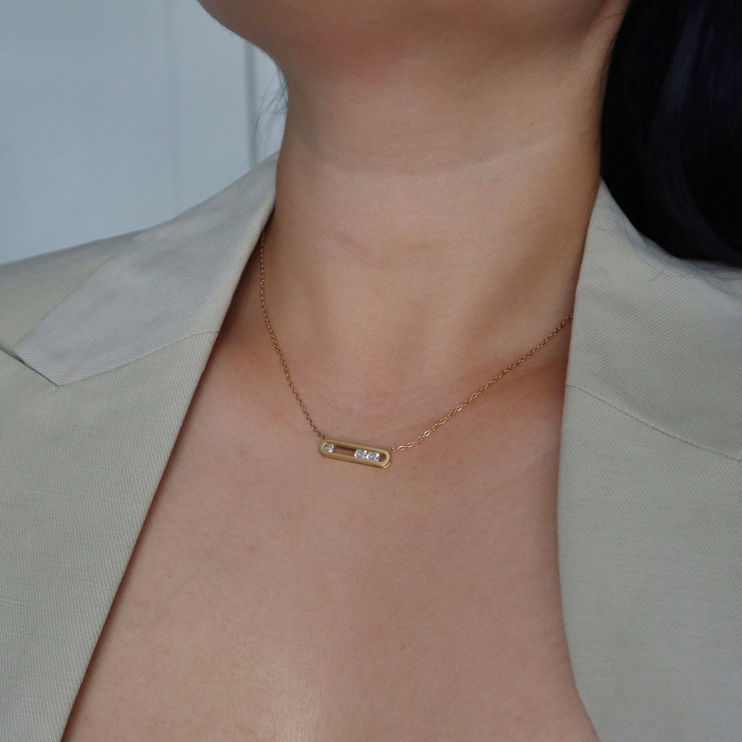 Lumi Bar CZ Necklace | Minimalistic Trendy Necklace