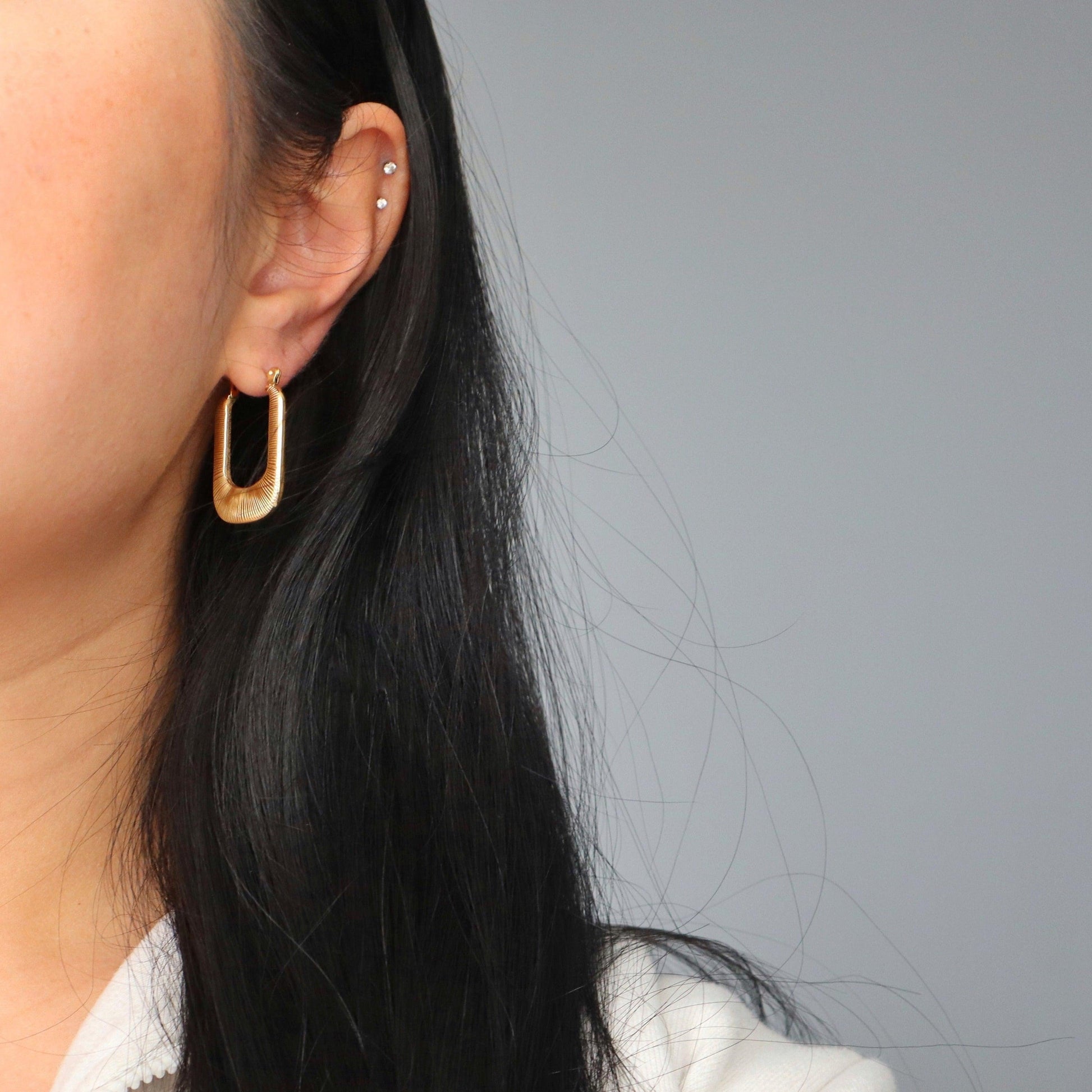 Luna Hoops | Gold Textured Hoops - JESSA JEWELRY | GOLD JEWELRY; dainty, affordable gold everyday jewelry. Tarnish free, water-resistant, hypoallergenic. Jewelry for everyday wear