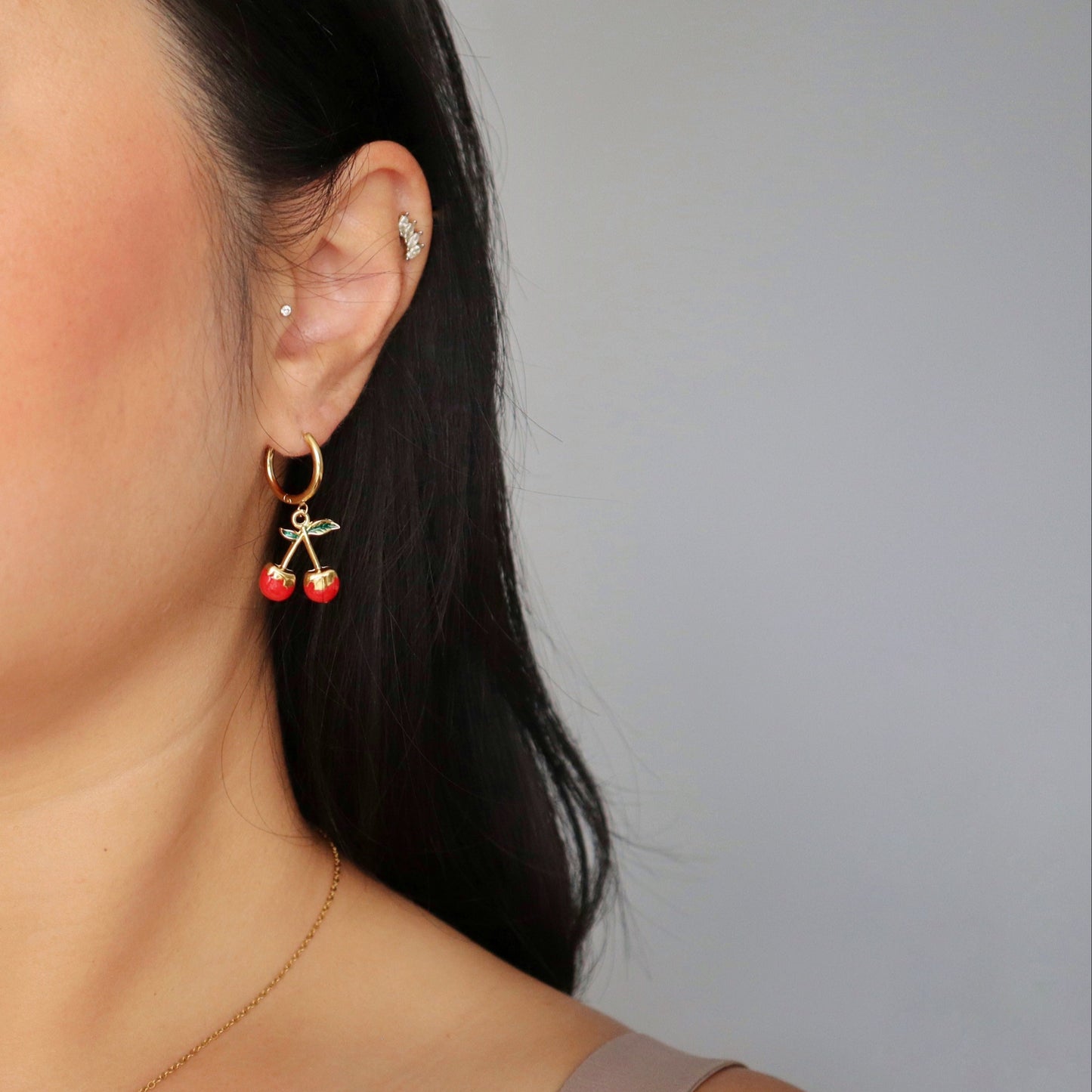Cherry Charm Hoops