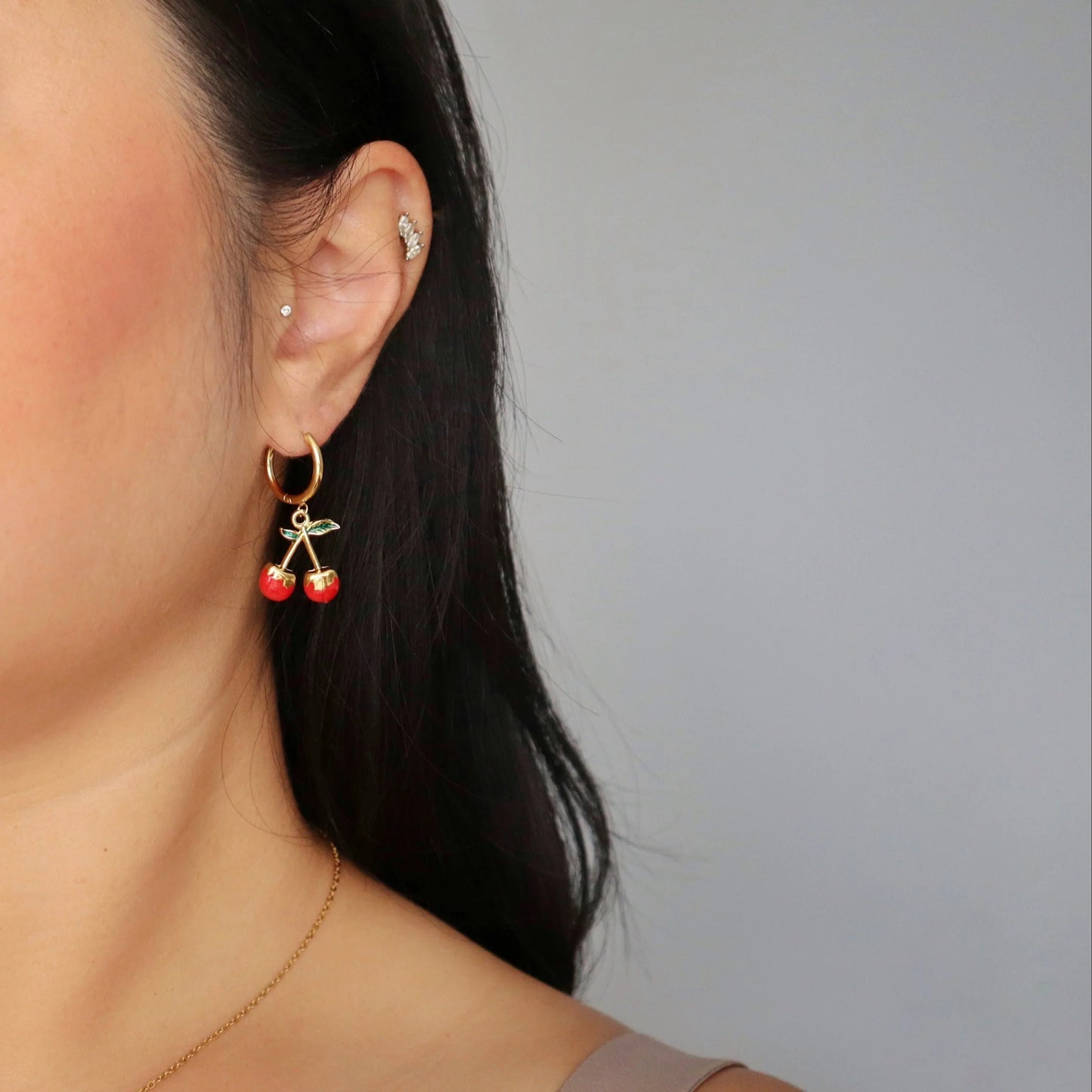 Cherry Charm Hoops