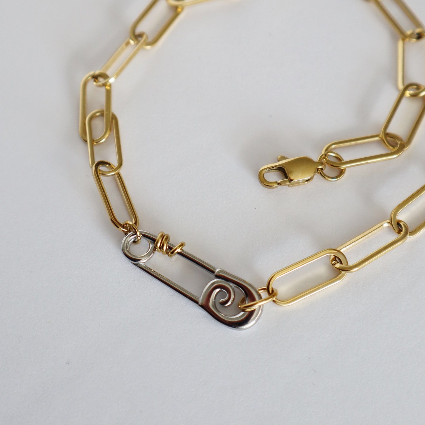 Safety Pin Paperclip Necklace | Two-toned Necklace