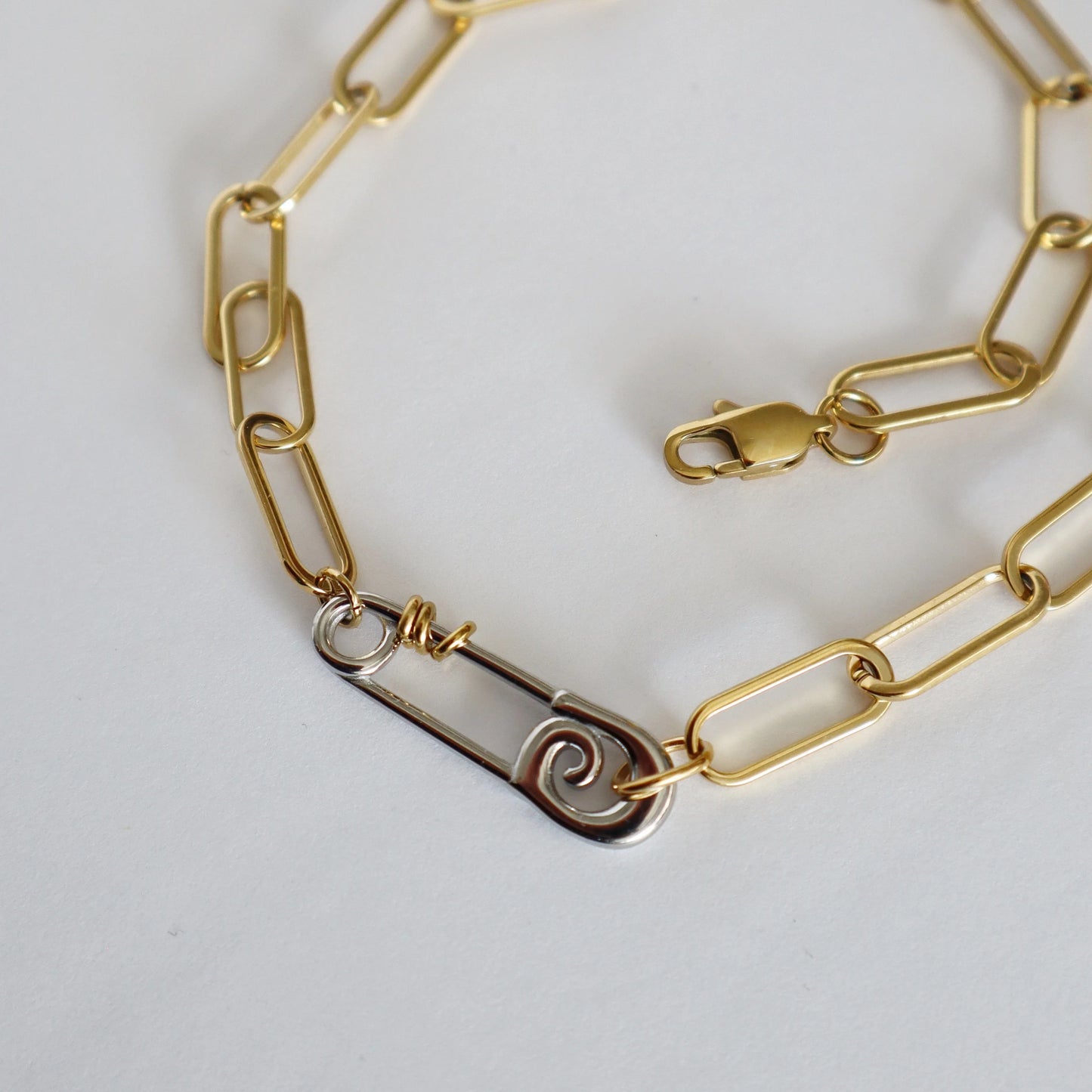 Safety Pin Paperclip Necklace | Two-toned Necklace