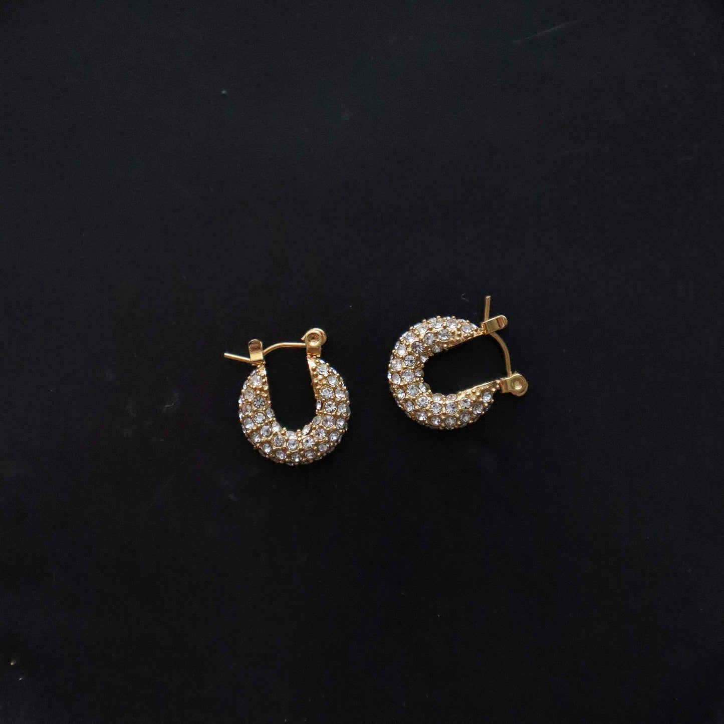 Aria Pave Hoops - JESSA JEWELRY | GOLD JEWELRY; dainty, affordable gold everyday jewelry. Tarnish free, water-resistant, hypoallergenic. Jewelry for everyday wear