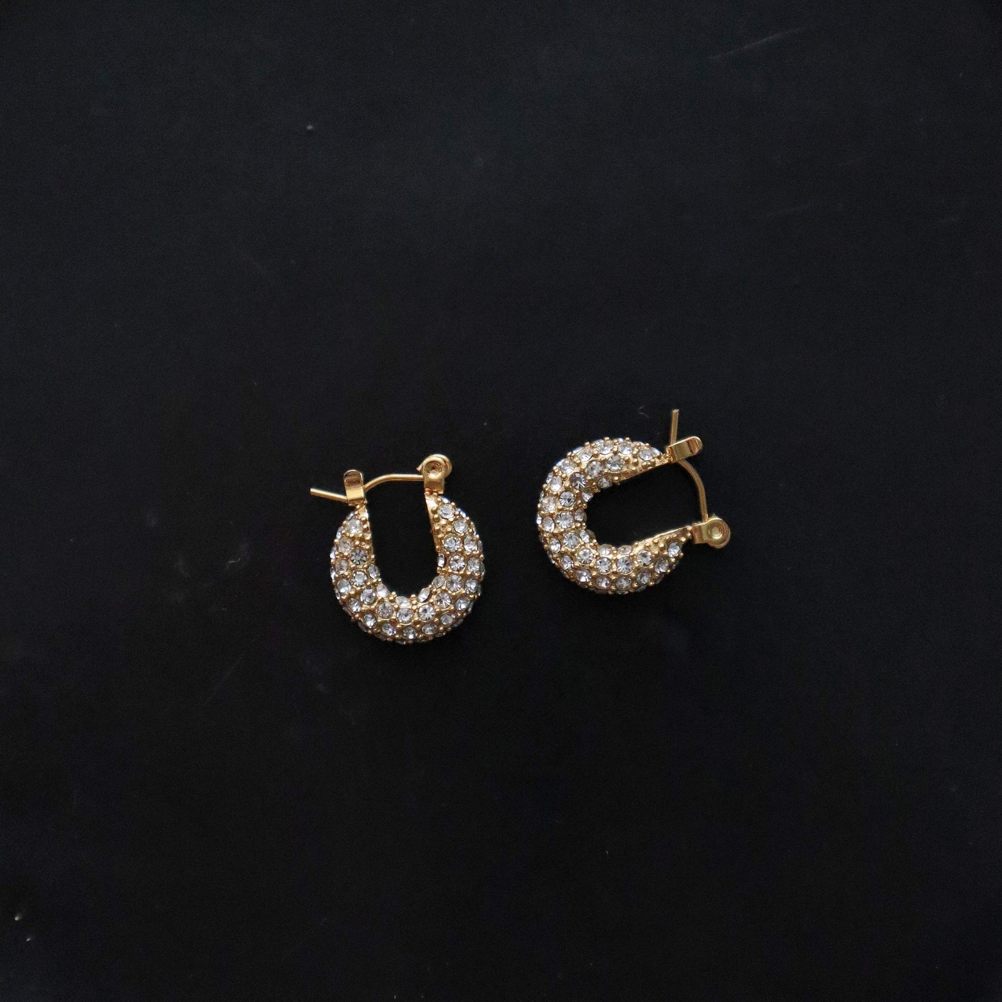 Aria Pave Hoops - JESSA JEWELRY | GOLD JEWELRY; dainty, affordable gold everyday jewelry. Tarnish free, water-resistant, hypoallergenic. Jewelry for everyday wear