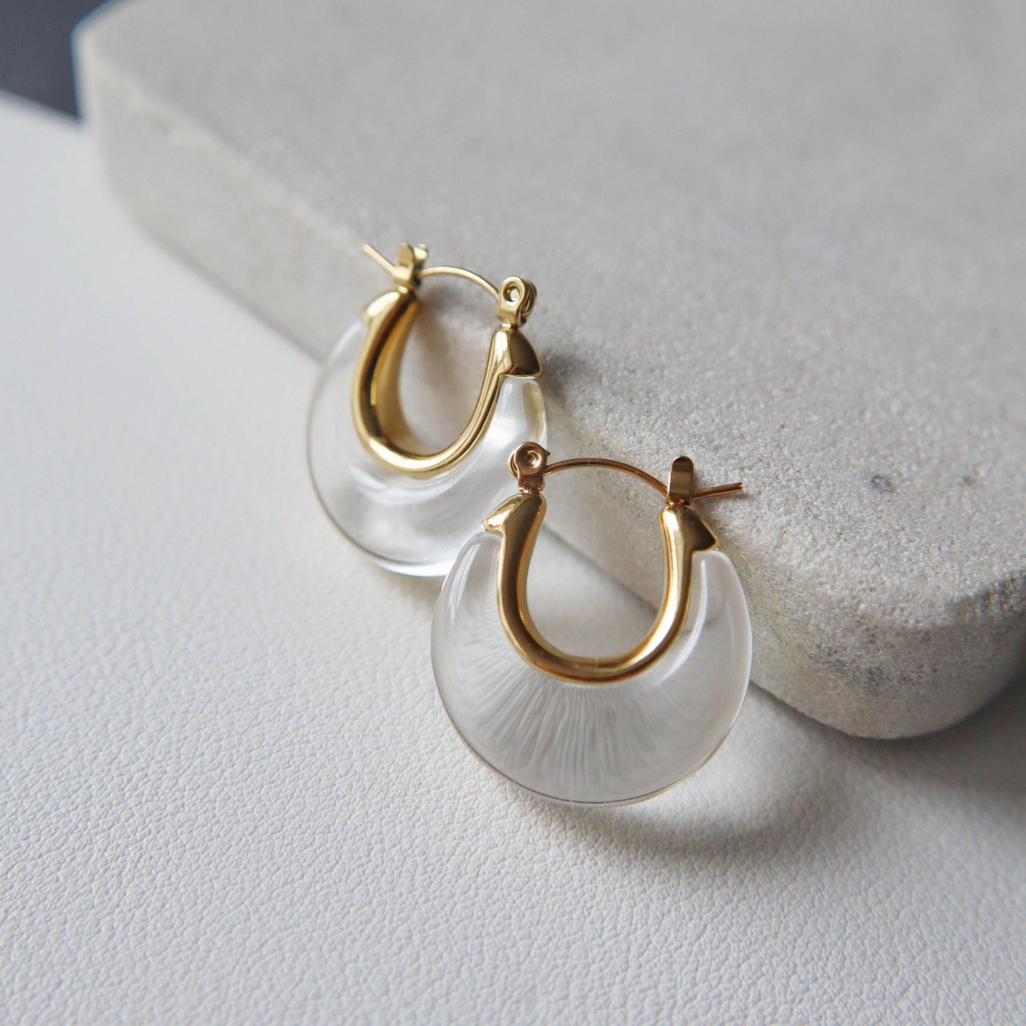 Millie Acrylic Hoops - JESSA JEWELRY | GOLD JEWELRY; dainty, affordable gold everyday jewelry. Tarnish free, water-resistant, hypoallergenic. Jewelry for everyday wear