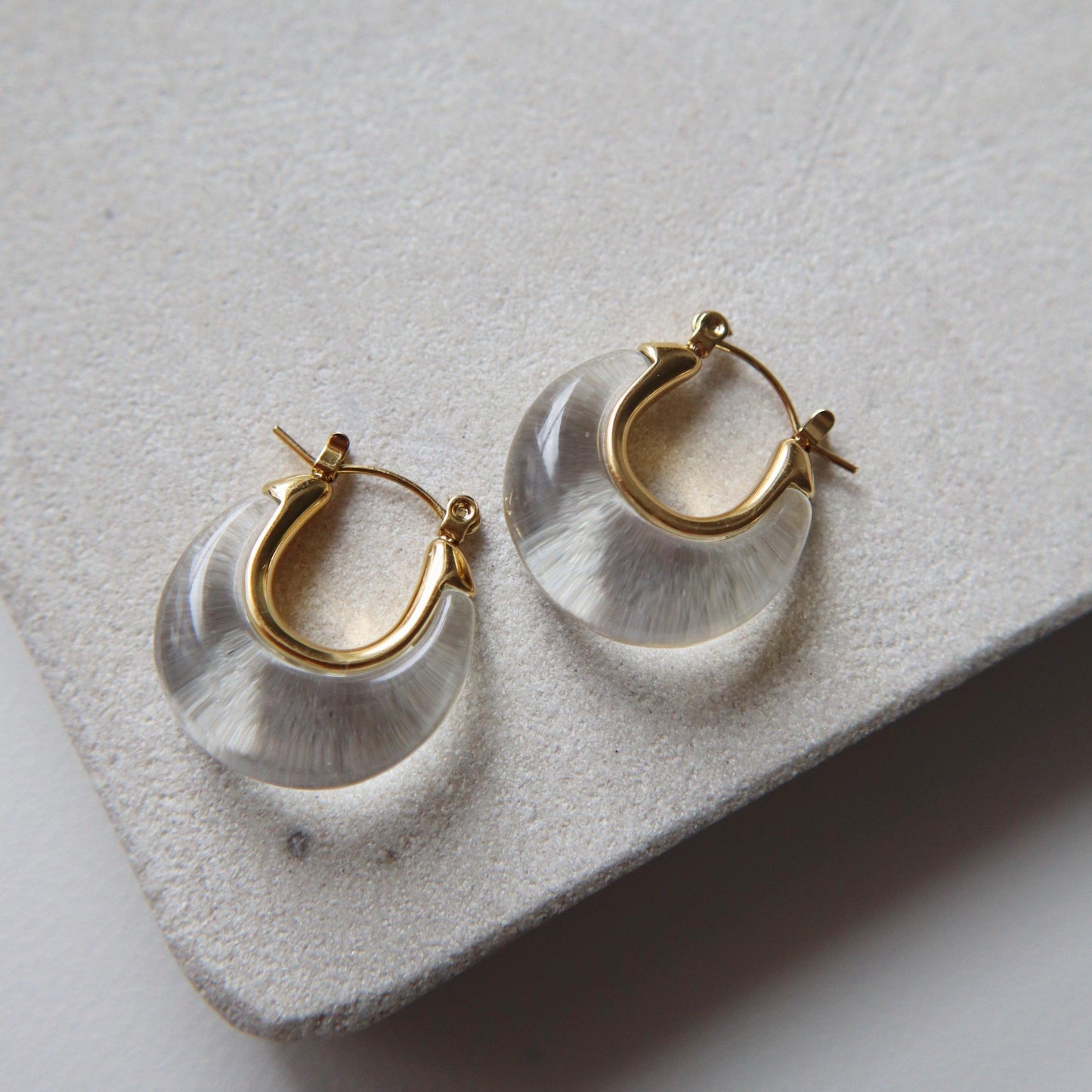 Millie Acrylic Hoops - JESSA JEWELRY | GOLD JEWELRY; dainty, affordable gold everyday jewelry. Tarnish free, water-resistant, hypoallergenic. Jewelry for everyday wear