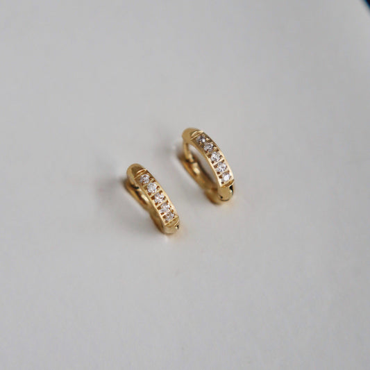 Hailey Huggies | Dainty CZ Huggies - JESSA JEWELRY | GOLD JEWELRY; dainty, affordable gold everyday jewelry. Tarnish free, water-resistant, hypoallergenic. Jewelry for everyday wear