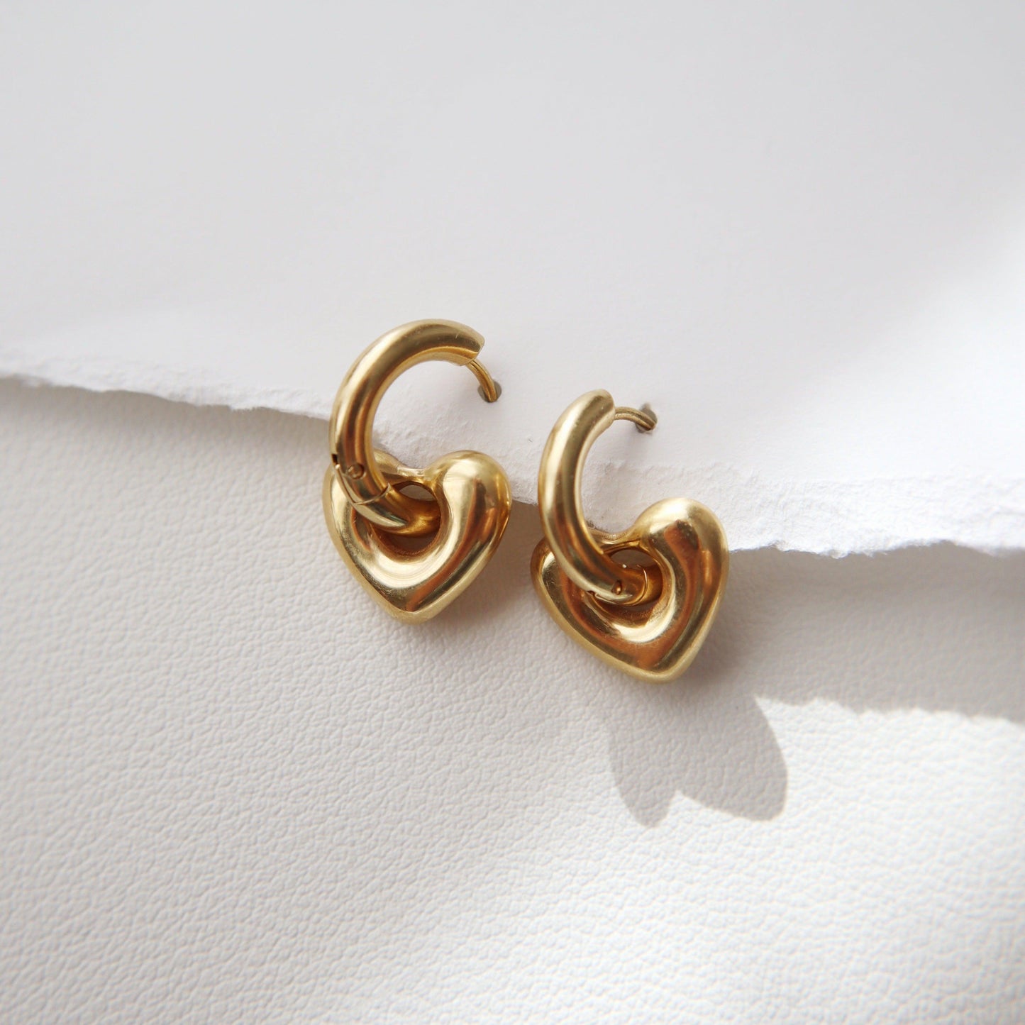Puffy Heart Hoop Earrings - JESSA JEWELRY | GOLD JEWELRY; dainty, affordable gold everyday jewelry. Tarnish free, water-resistant, hypoallergenic. Jewelry for everyday wear