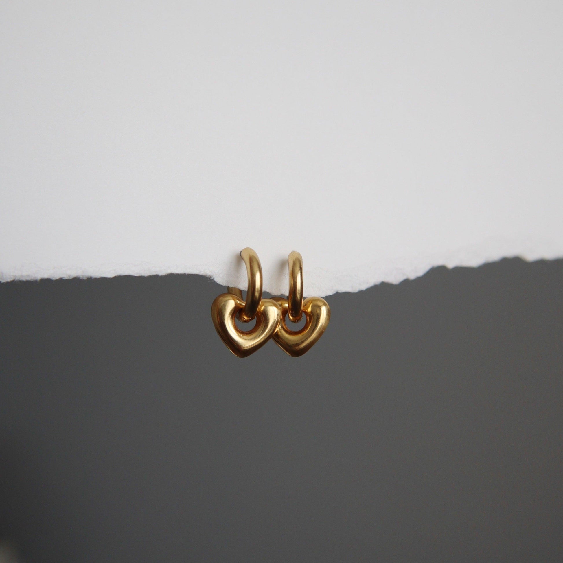 Puffy Heart Hoop Earrings - JESSA JEWELRY | GOLD JEWELRY; dainty, affordable gold everyday jewelry. Tarnish free, water-resistant, hypoallergenic. Jewelry for everyday wear