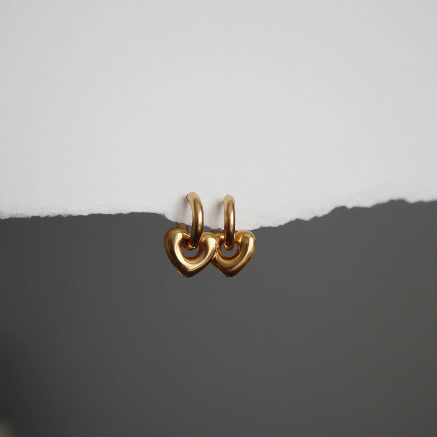 Puffy Heart Hoop Earrings - JESSA JEWELRY | GOLD JEWELRY; dainty, affordable gold everyday jewelry. Tarnish free, water-resistant, hypoallergenic. Jewelry for everyday wear