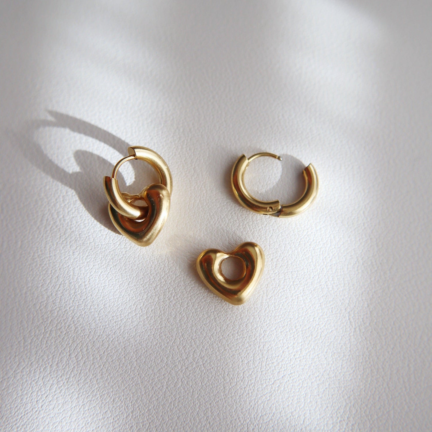 Puffy Heart Hoop Earrings - JESSA JEWELRY | GOLD JEWELRY; dainty, affordable gold everyday jewelry. Tarnish free, water-resistant, hypoallergenic. Jewelry for everyday wear