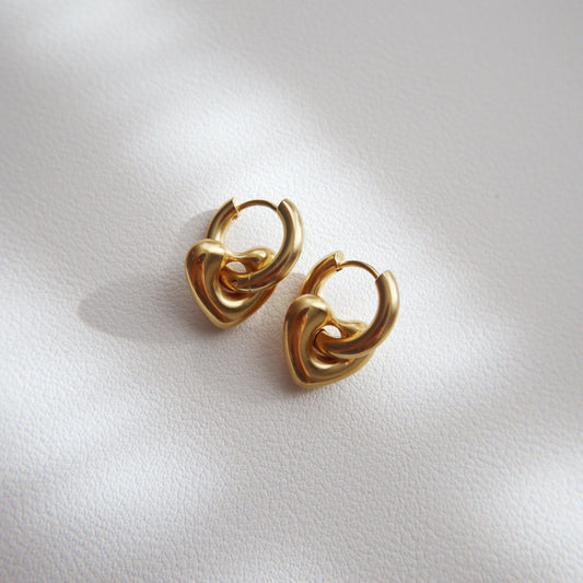 Puffy Heart Hoop Earrings - JESSA JEWELRY | GOLD JEWELRY; dainty, affordable gold everyday jewelry. Tarnish free, water-resistant, hypoallergenic. Jewelry for everyday wear