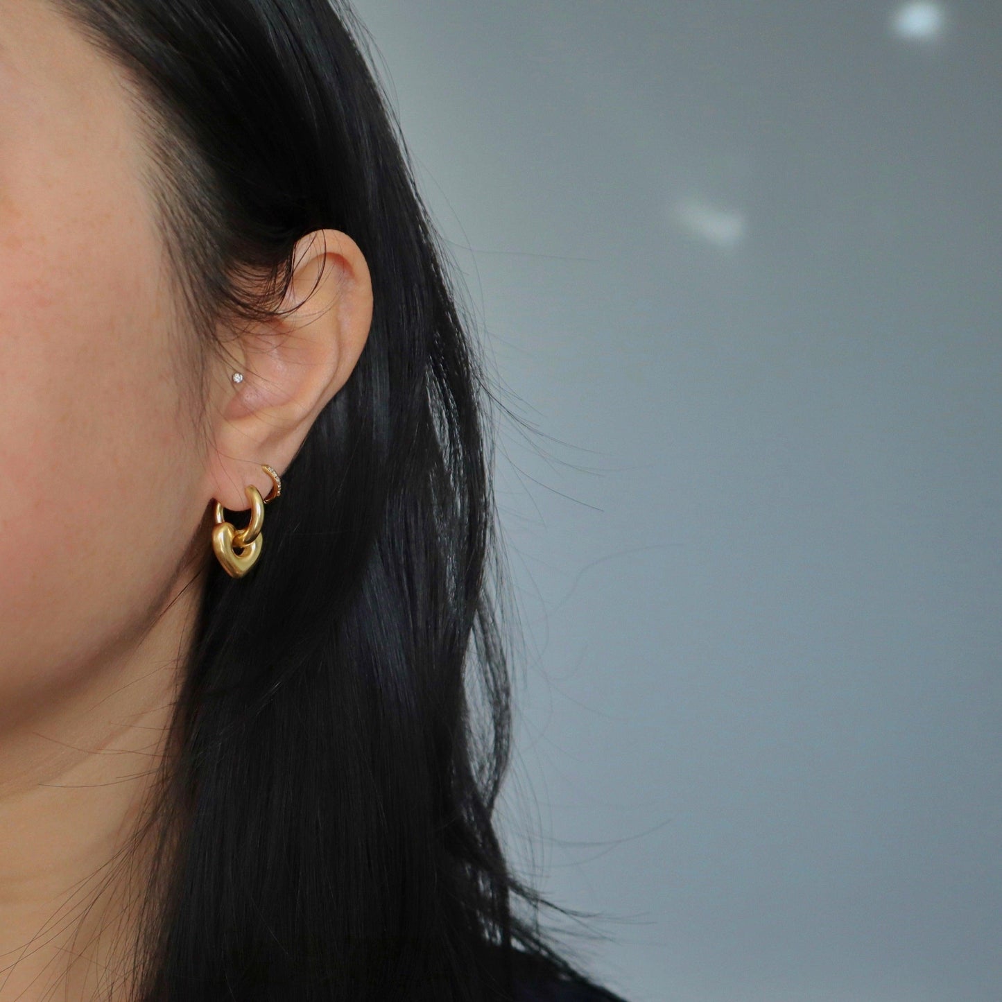 Puffy Heart Hoop Earrings - JESSA JEWELRY | GOLD JEWELRY; dainty, affordable gold everyday jewelry. Tarnish free, water-resistant, hypoallergenic. Jewelry for everyday wear