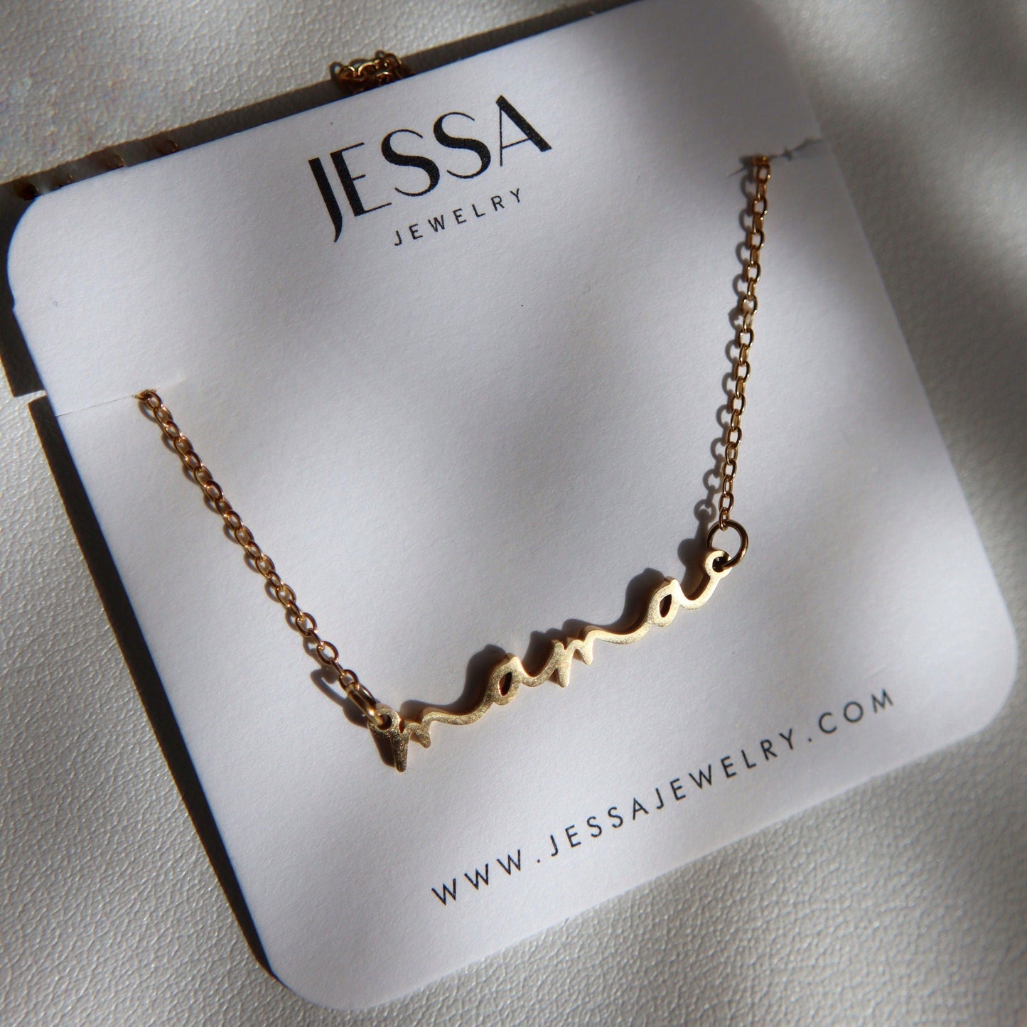 Dainty Mama Necklace - JESSA JEWELRY | GOLD JEWELRY; dainty, affordable gold everyday jewelry. Tarnish free, water-resistant, hypoallergenic. Jewelry for everyday wear