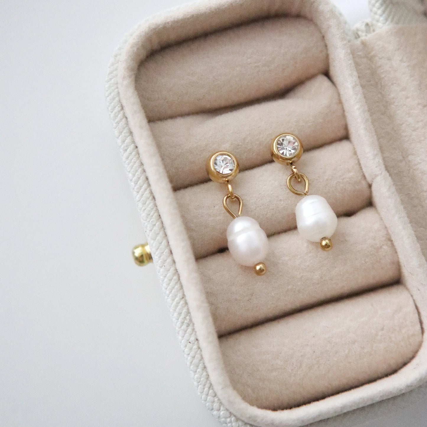 Isla Earrings | Dainty CZ Pearl Drop Earrings