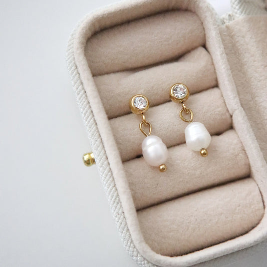Isla Earrings | Dainty CZ Pearl Drop Earrings