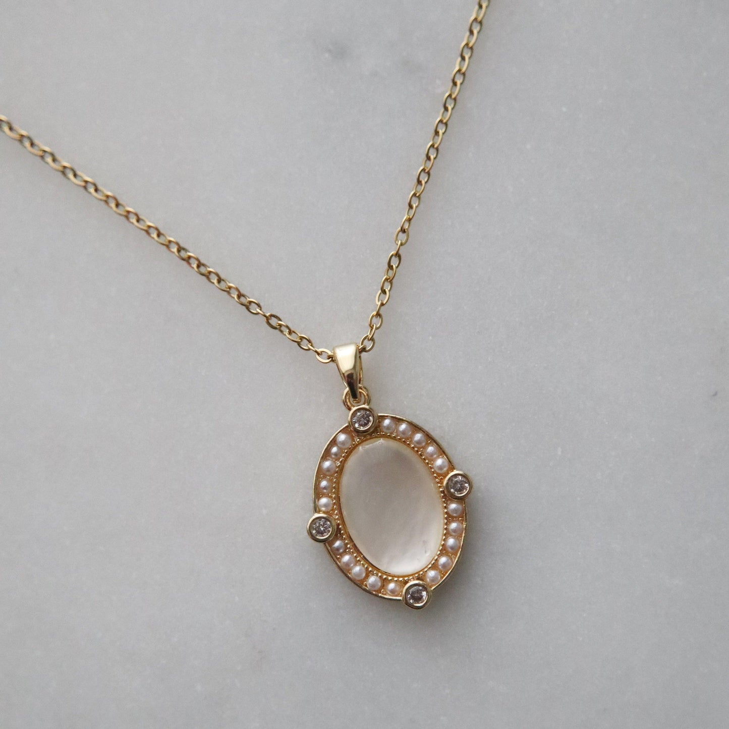 Aurora Necklace | White Shell Pendant Necklace - JESSA JEWELRY | GOLD JEWELRY; dainty, affordable gold everyday jewelry. Tarnish free, water-resistant, hypoallergenic. Jewelry for everyday wear