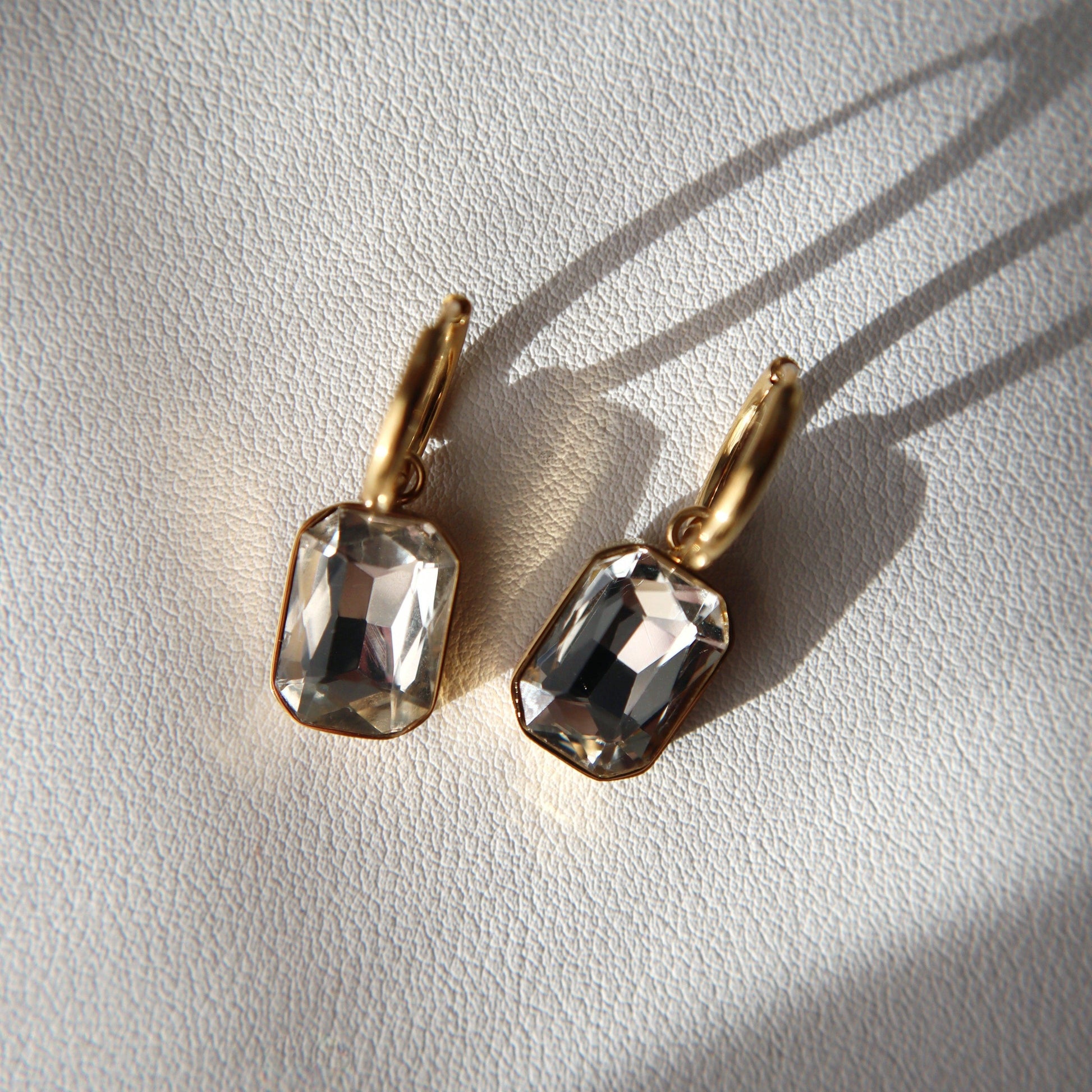 Naomi Hoops - White | Zircon Drop Hoops - JESSA JEWELRY | GOLD JEWELRY; dainty, affordable gold everyday jewelry. Tarnish free, water-resistant, hypoallergenic. Jewelry for everyday wear