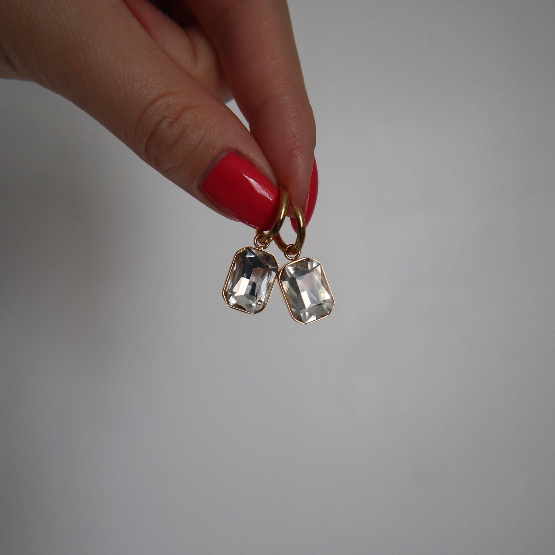 Naomi Hoops - White | Zircon Drop Hoops - JESSA JEWELRY | GOLD JEWELRY; dainty, affordable gold everyday jewelry. Tarnish free, water-resistant, hypoallergenic. Jewelry for everyday wear