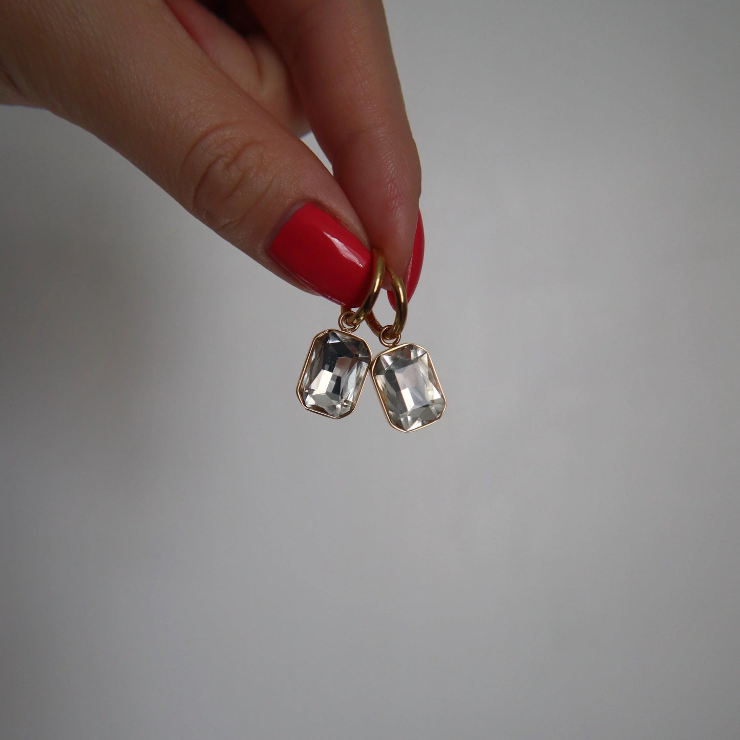 Naomi Hoops - White | Zircon Drop Hoops - JESSA JEWELRY | GOLD JEWELRY; dainty, affordable gold everyday jewelry. Tarnish free, water-resistant, hypoallergenic. Jewelry for everyday wear