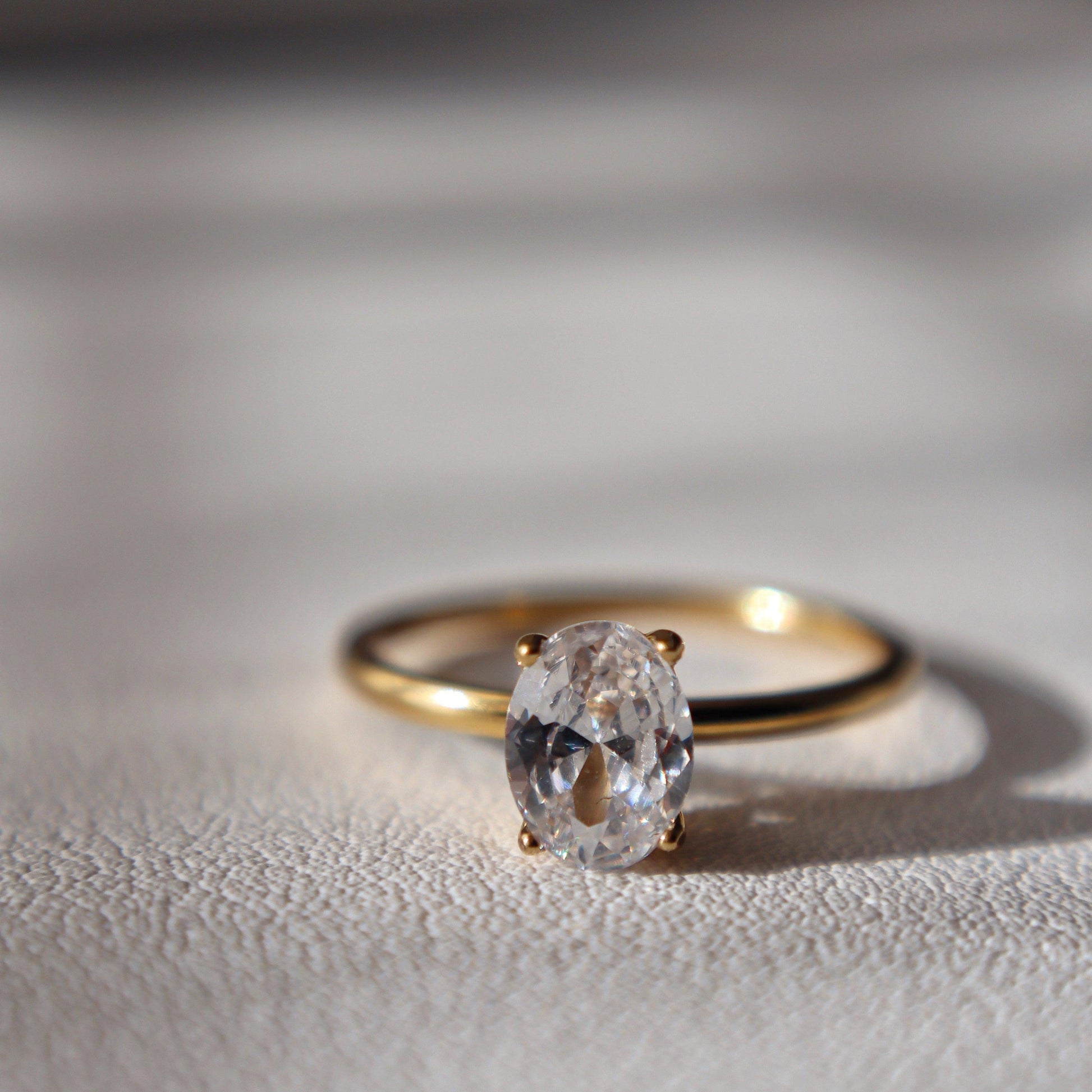 Oval Solitaire Ring | Zirconia Ring - JESSA JEWELRY | GOLD JEWELRY; dainty, affordable gold everyday jewelry. Tarnish free, water-resistant, hypoallergenic. Jewelry for everyday wear