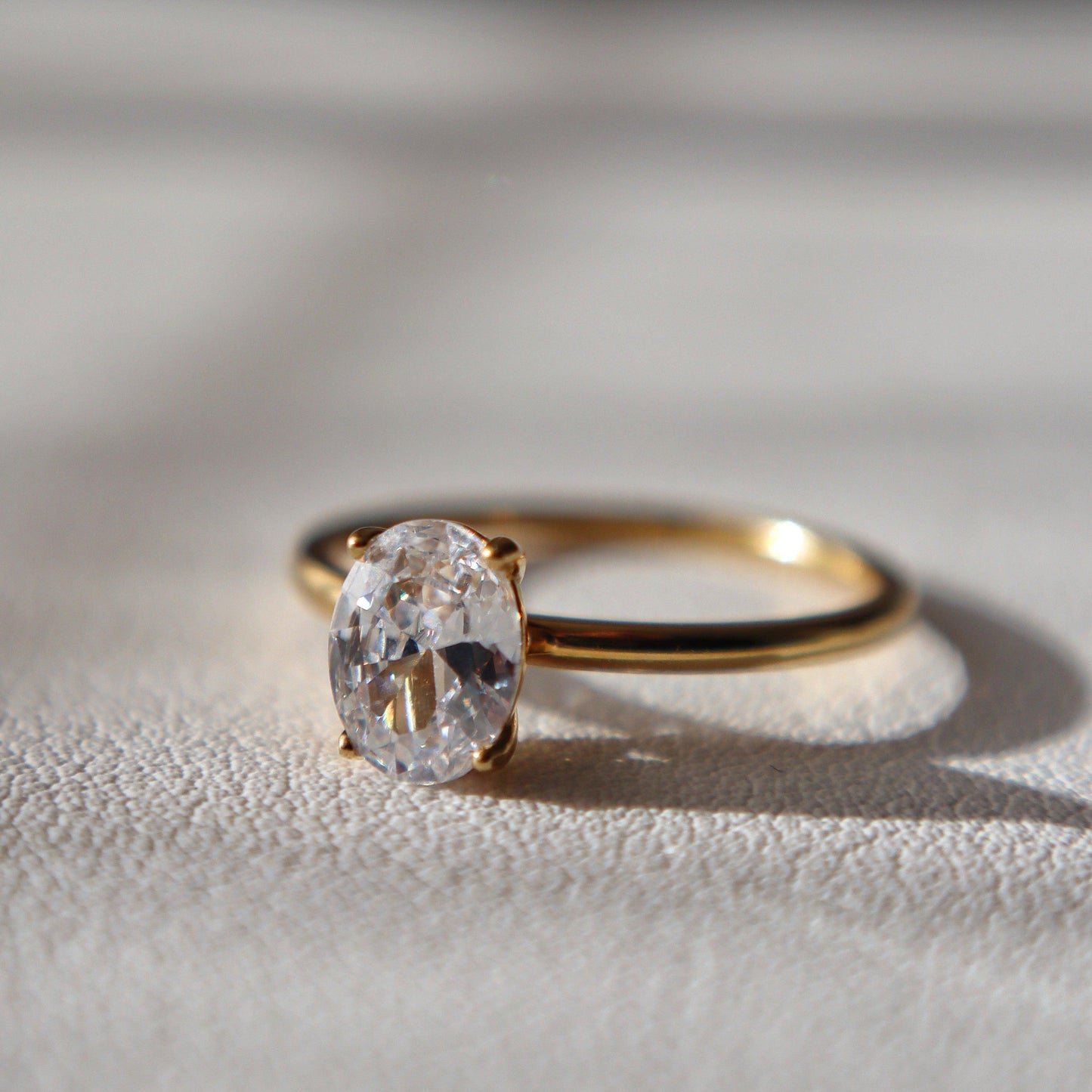 Oval Solitaire Ring | Zirconia Ring - JESSA JEWELRY | GOLD JEWELRY; dainty, affordable gold everyday jewelry. Tarnish free, water-resistant, hypoallergenic. Jewelry for everyday wear