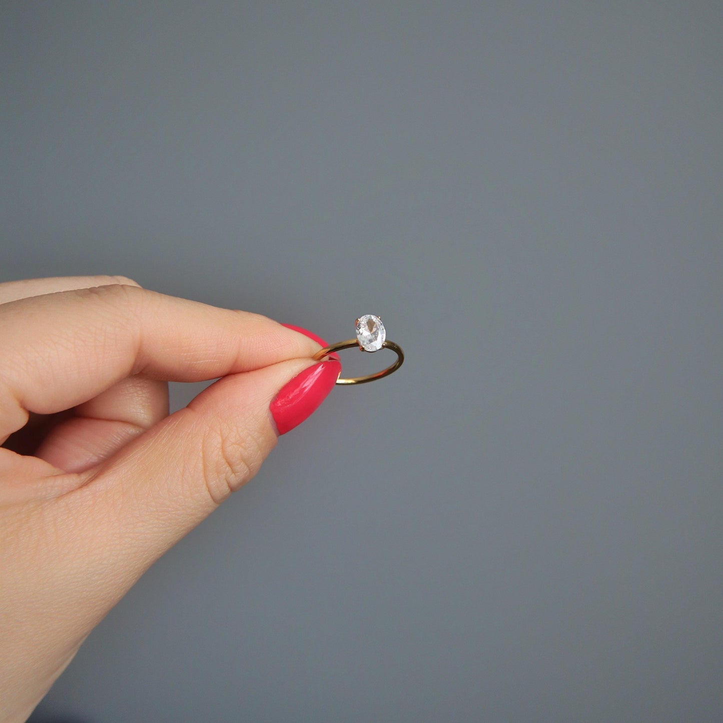 Oval Solitaire Ring | Zirconia Ring - JESSA JEWELRY | GOLD JEWELRY; dainty, affordable gold everyday jewelry. Tarnish free, water-resistant, hypoallergenic. Jewelry for everyday wear