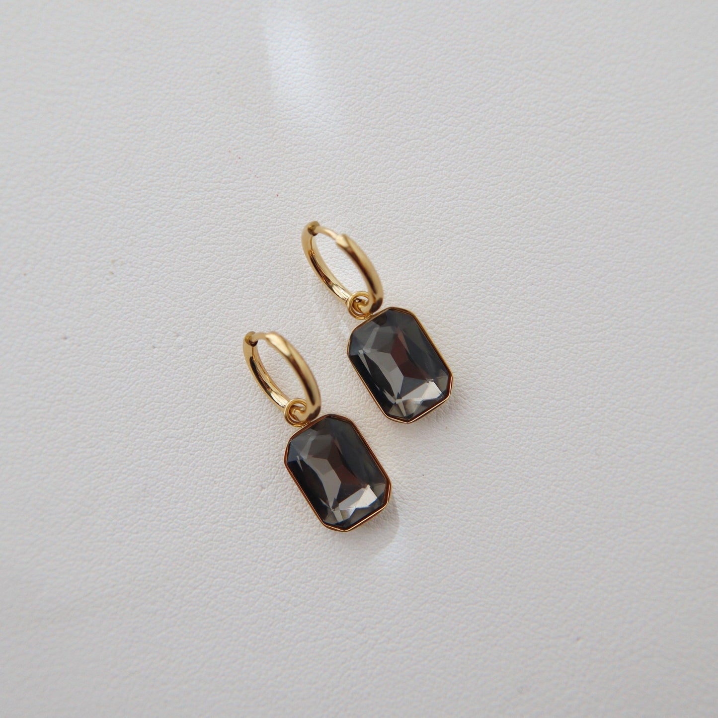 Naomi Hoops - Gray | Zircon Drop Hoops - JESSA JEWELRY | GOLD JEWELRY; dainty, affordable gold everyday jewelry. Tarnish free, water-resistant, hypoallergenic. Jewelry for everyday wear
