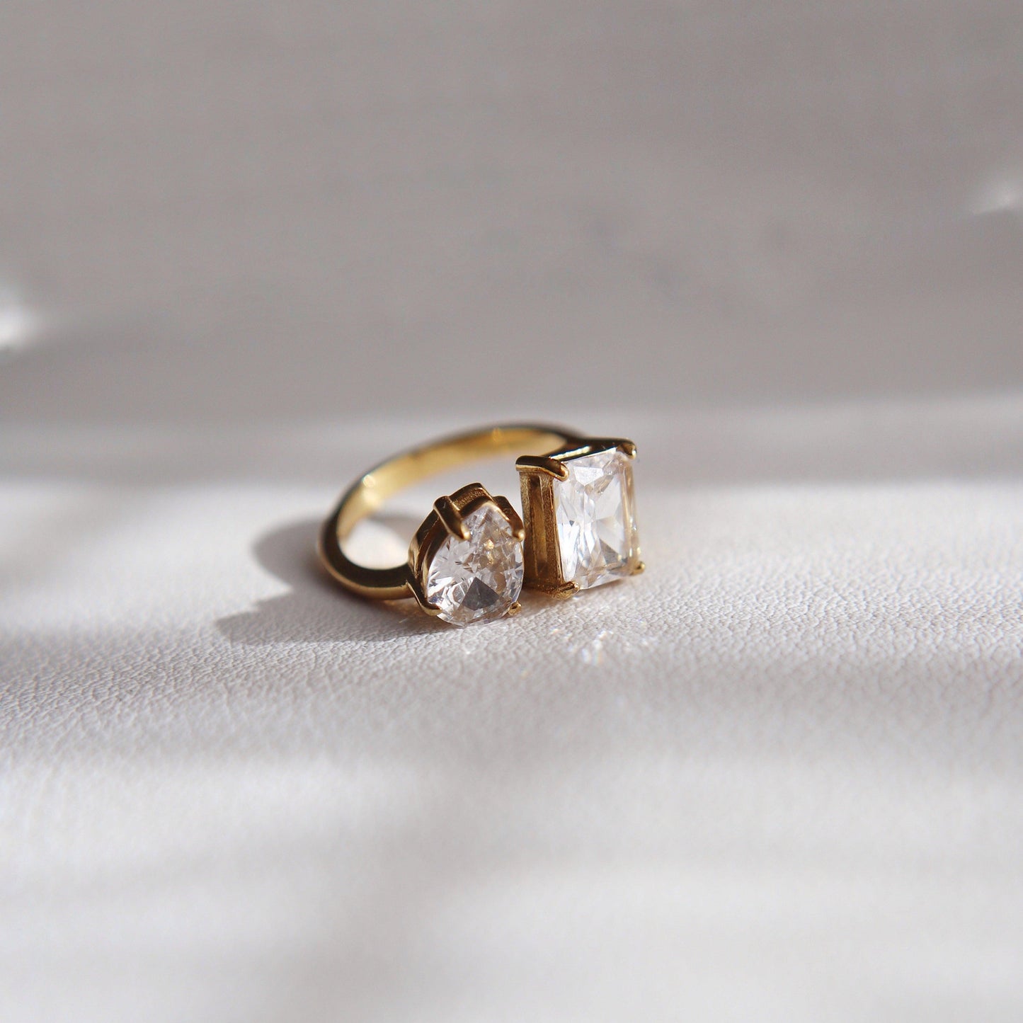 Toi et Moi Ring | Two Stone Ring - JESSA JEWELRY | GOLD JEWELRY; dainty, affordable gold everyday jewelry. Tarnish free, water-resistant, hypoallergenic. Jewelry for everyday wear