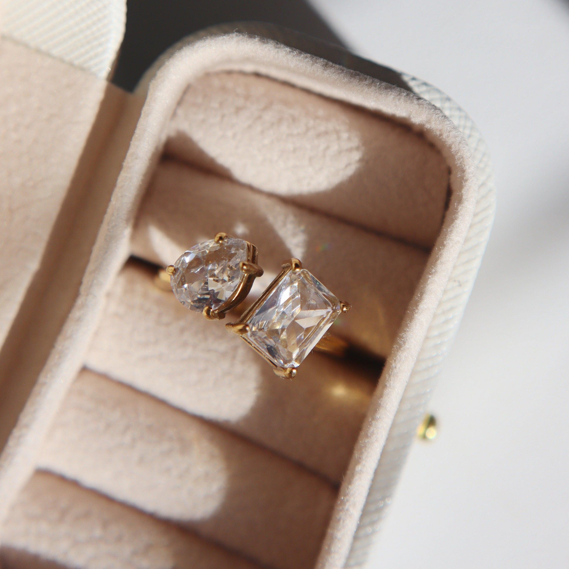 Toi et Moi Ring | Two Stone Ring - JESSA JEWELRY | GOLD JEWELRY; dainty, affordable gold everyday jewelry. Tarnish free, water-resistant, hypoallergenic. Jewelry for everyday wear