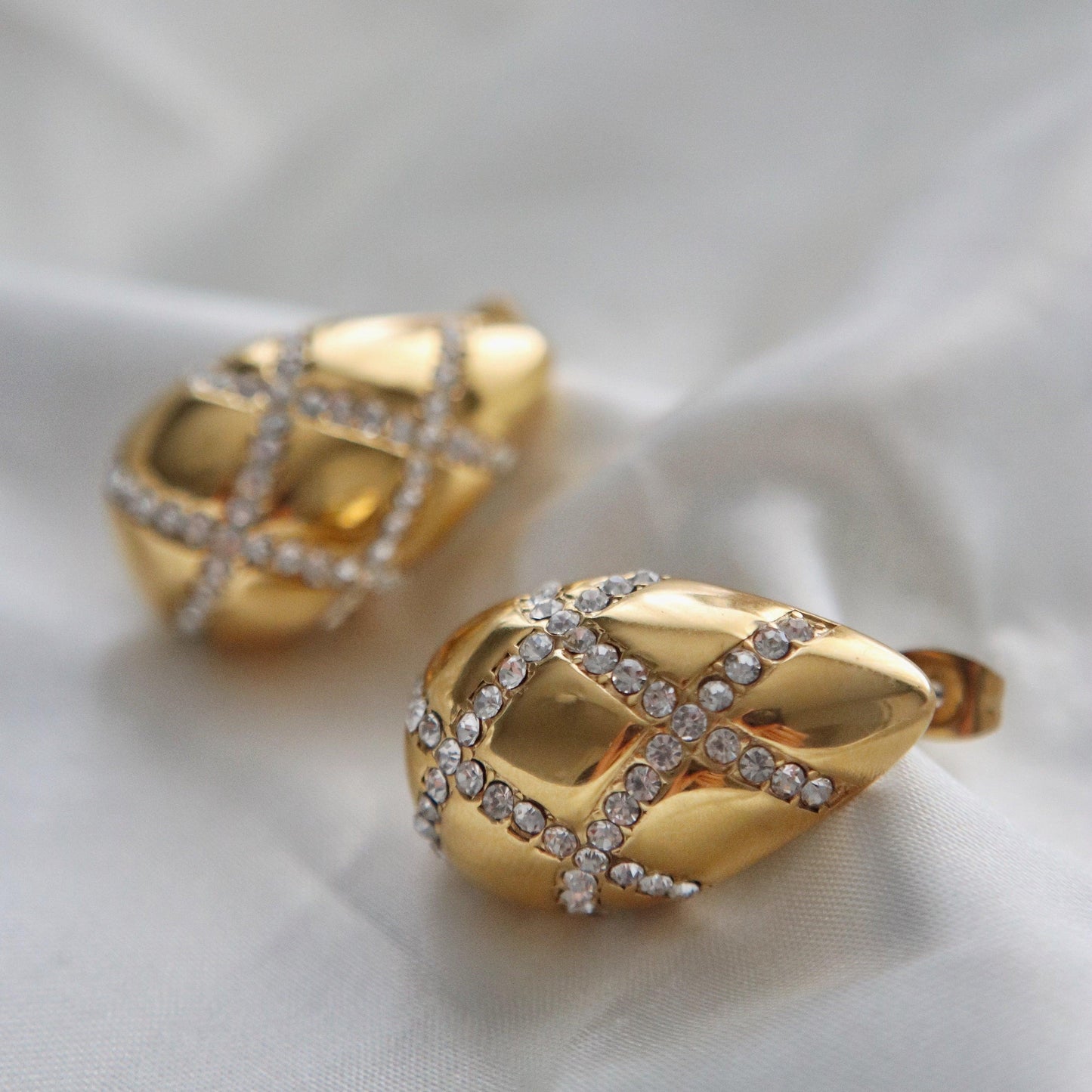 Pave Drop Earrings | Statement Earrings - JESSA JEWELRY | GOLD JEWELRY; dainty, affordable gold everyday jewelry. Tarnish free, water-resistant, hypoallergenic. Jewelry for everyday wear