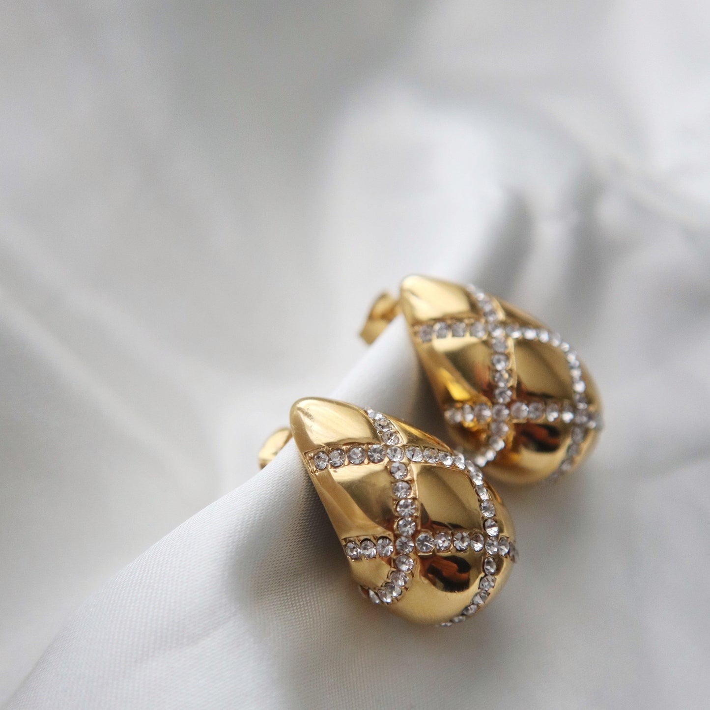 Pave Drop Earrings | Statement Earrings - JESSA JEWELRY | GOLD JEWELRY; dainty, affordable gold everyday jewelry. Tarnish free, water-resistant, hypoallergenic. Jewelry for everyday wear