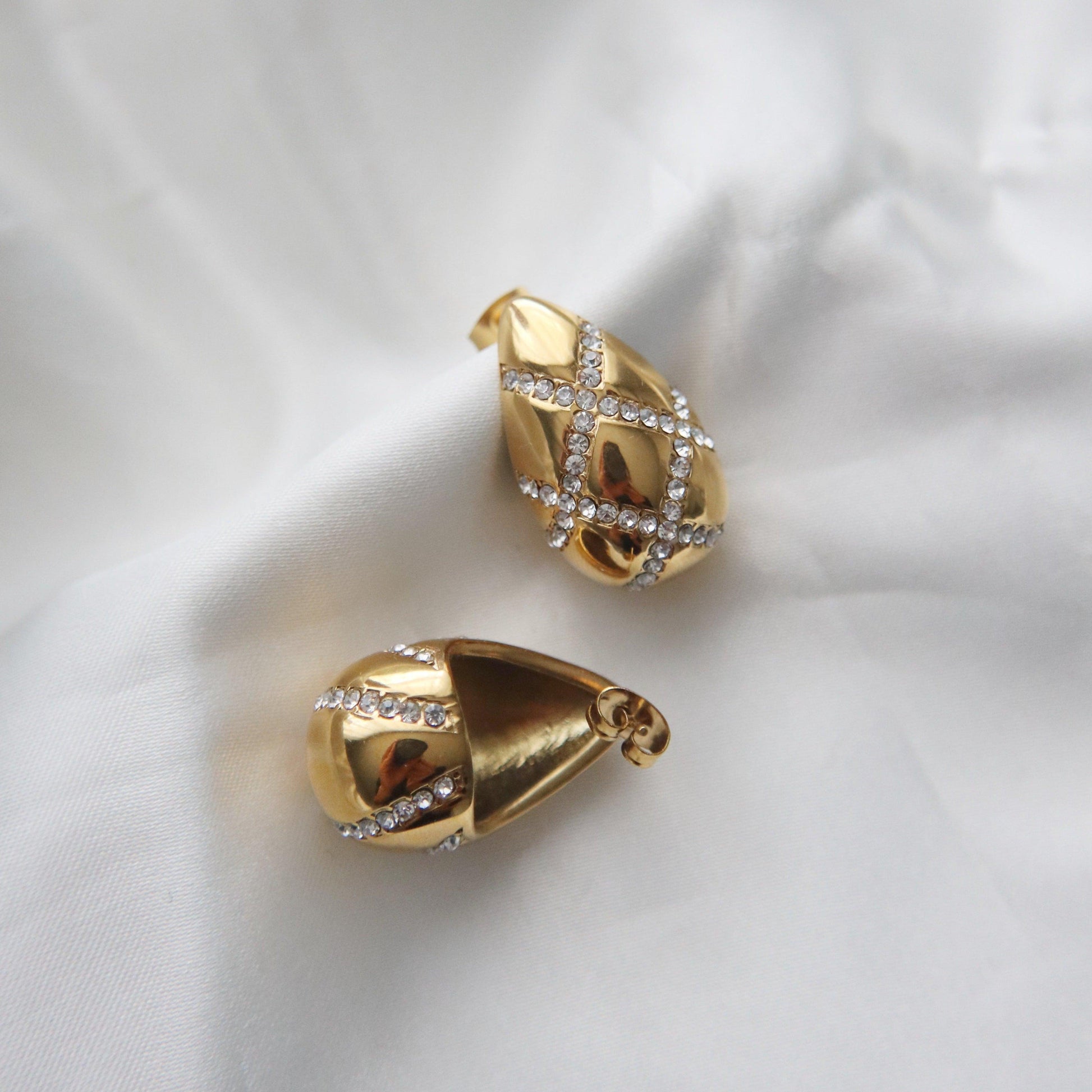 Pave Drop Earrings | Statement Earrings - JESSA JEWELRY | GOLD JEWELRY; dainty, affordable gold everyday jewelry. Tarnish free, water-resistant, hypoallergenic. Jewelry for everyday wear