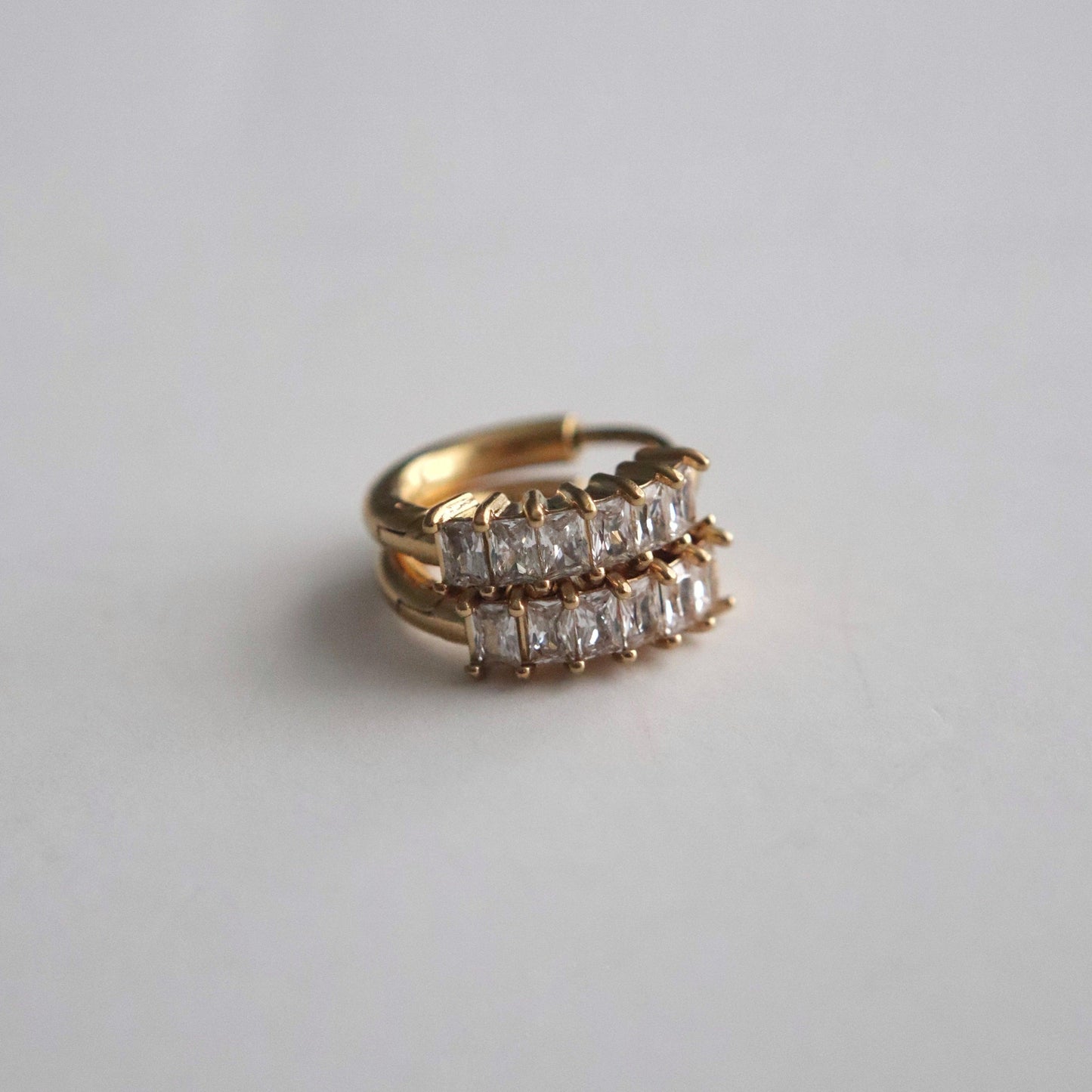 Baguette Hoops - JESSA JEWELRY | GOLD JEWELRY; dainty, affordable gold everyday jewelry. Tarnish free, water-resistant, hypoallergenic. Jewelry for everyday wear