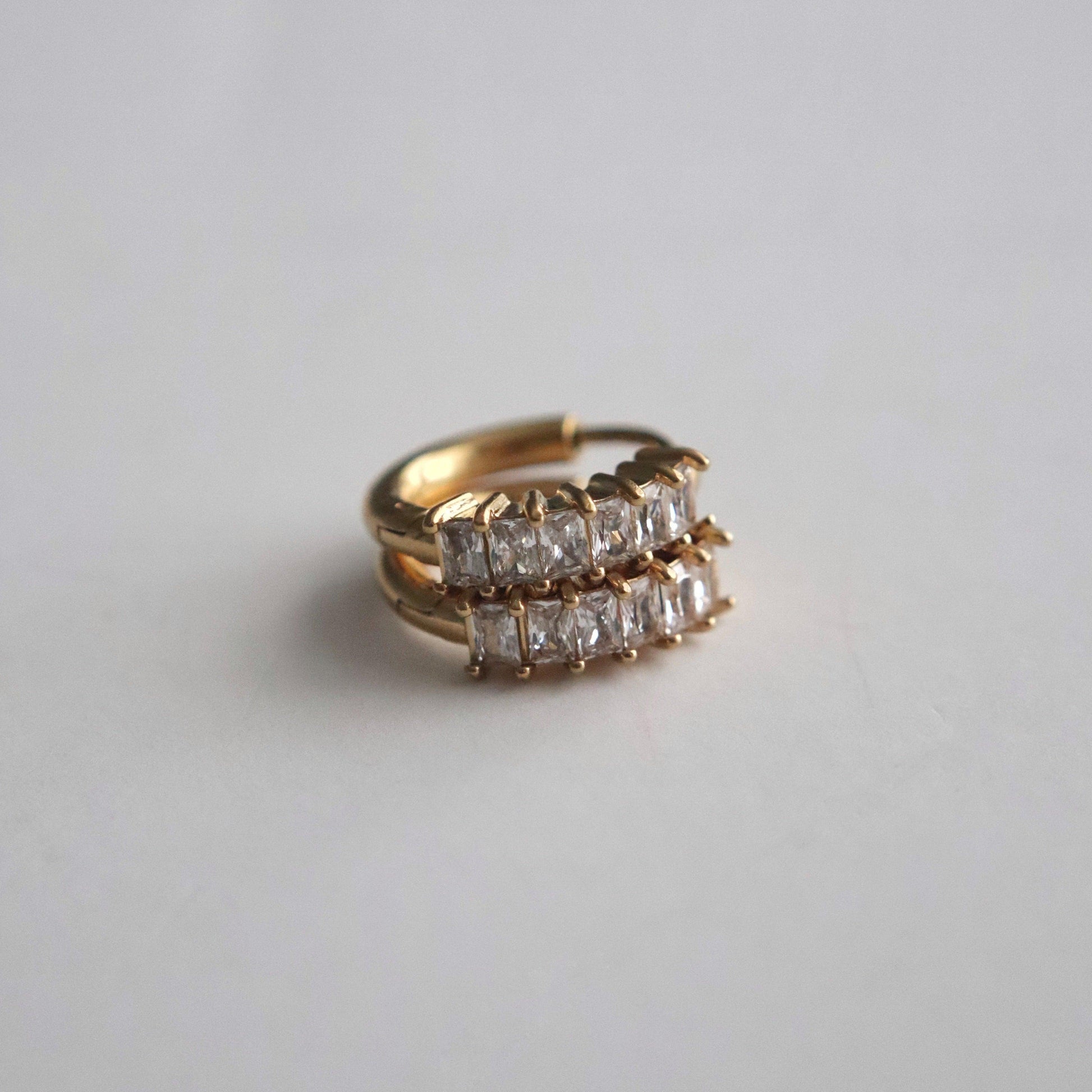 Baguette Hoops - JESSA JEWELRY | GOLD JEWELRY; dainty, affordable gold everyday jewelry. Tarnish free, water-resistant, hypoallergenic. Jewelry for everyday wear