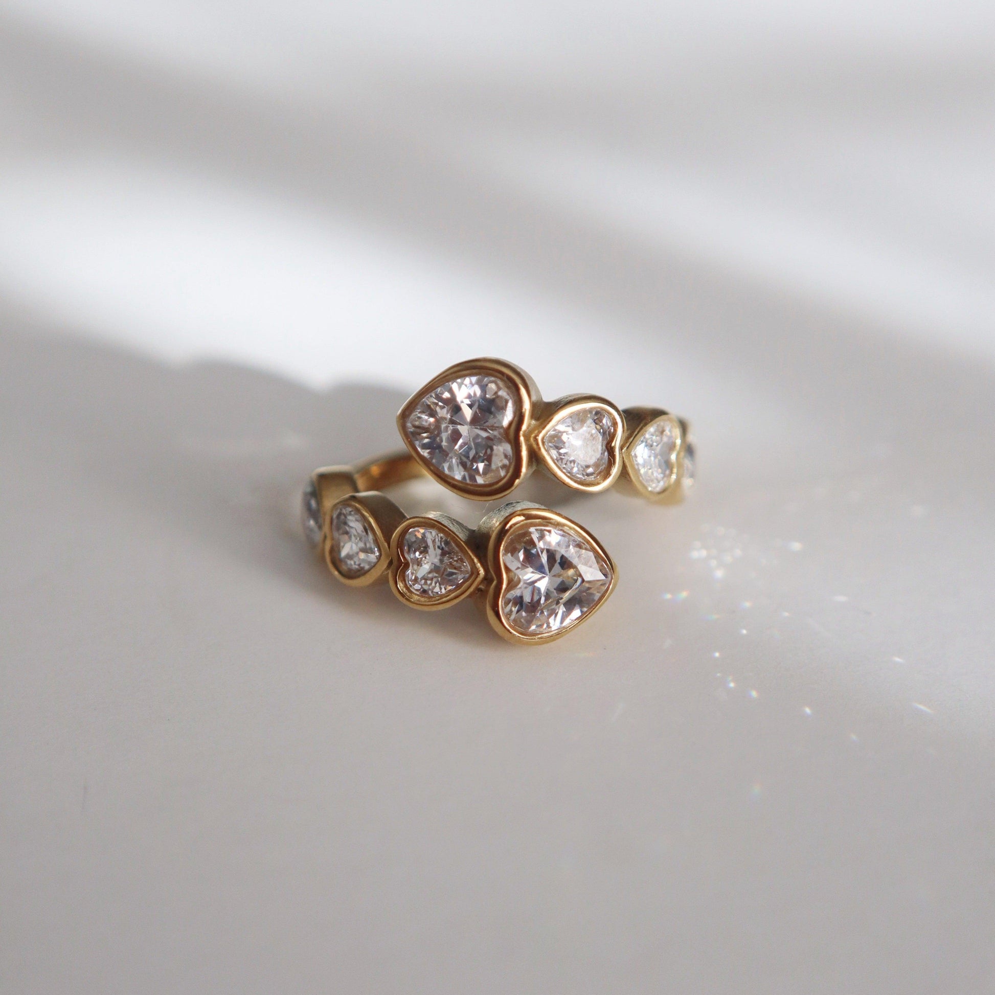 Hearts of Love Ring | Adjustable Ring - JESSA JEWELRY | GOLD JEWELRY; dainty, affordable gold everyday jewelry. Tarnish free, water-resistant, hypoallergenic. Jewelry for everyday wear