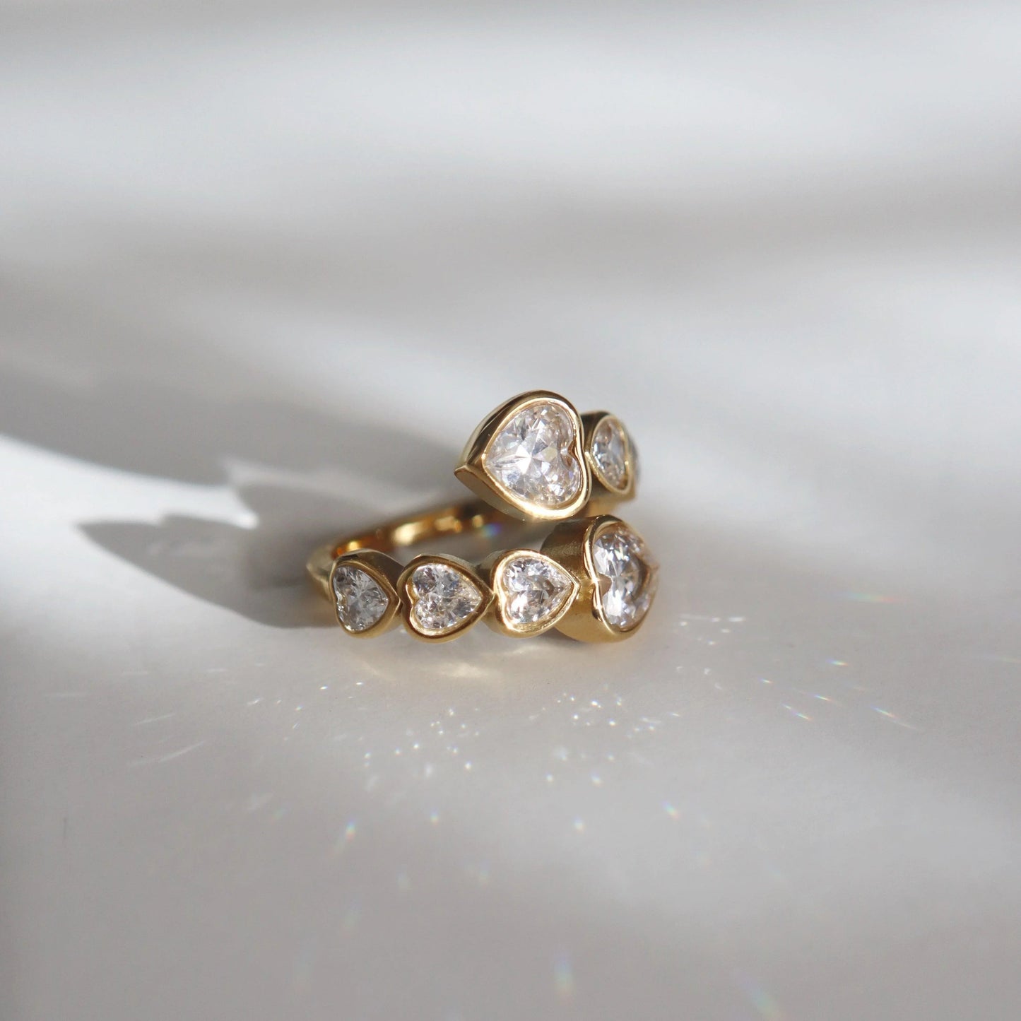 Hearts of Love Ring | Adjustable Ring - JESSA JEWELRY | GOLD JEWELRY; dainty, affordable gold everyday jewelry. Tarnish free, water-resistant, hypoallergenic. Jewelry for everyday wear