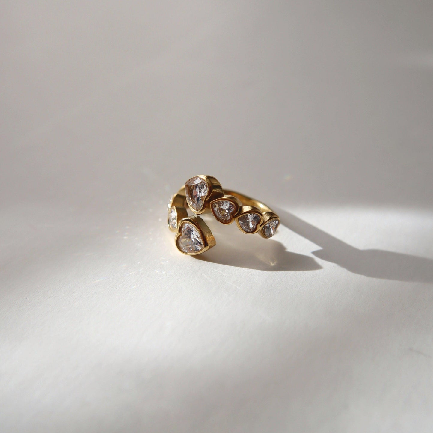 Hearts of Love Ring | Adjustable Ring - JESSA JEWELRY | GOLD JEWELRY; dainty, affordable gold everyday jewelry. Tarnish free, water-resistant, hypoallergenic. Jewelry for everyday wear