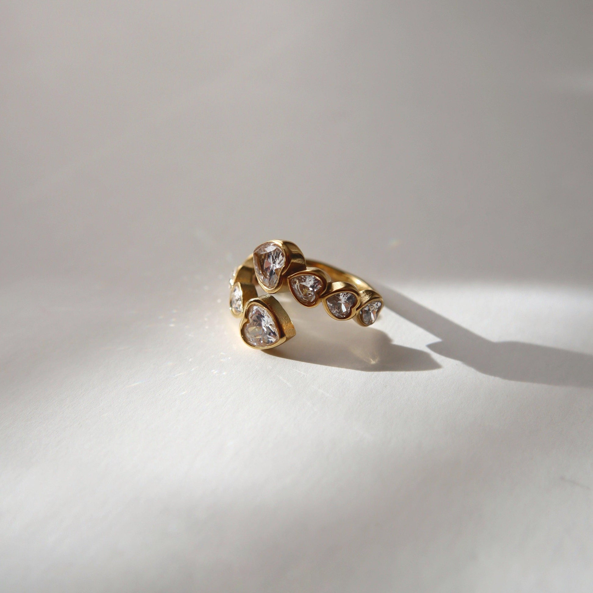 Hearts of Love Ring | Adjustable Ring - JESSA JEWELRY | GOLD JEWELRY; dainty, affordable gold everyday jewelry. Tarnish free, water-resistant, hypoallergenic. Jewelry for everyday wear