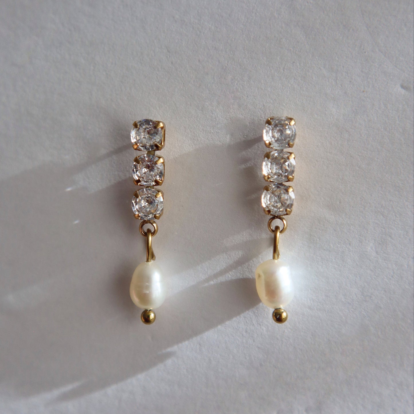 Emmy CZ Pearl Dangle Earrings | Elegant Dangle Earrings