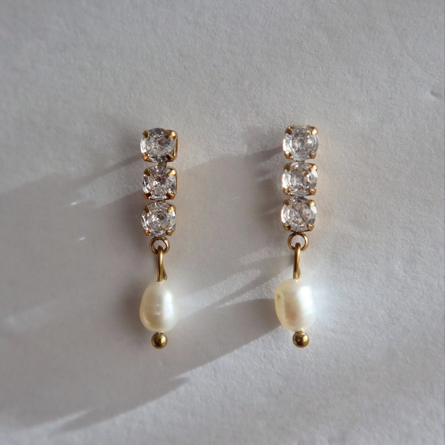 Emmy CZ Pearl Dangle Earrings | Elegant Dangle Earrings