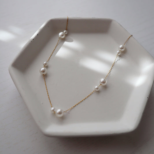 Alina Double Pearl Necklace - JESSA JEWELRY | GOLD JEWELRY; dainty, affordable gold everyday jewelry. Tarnish free, water-resistant, hypoallergenic. Jewelry for everyday wear