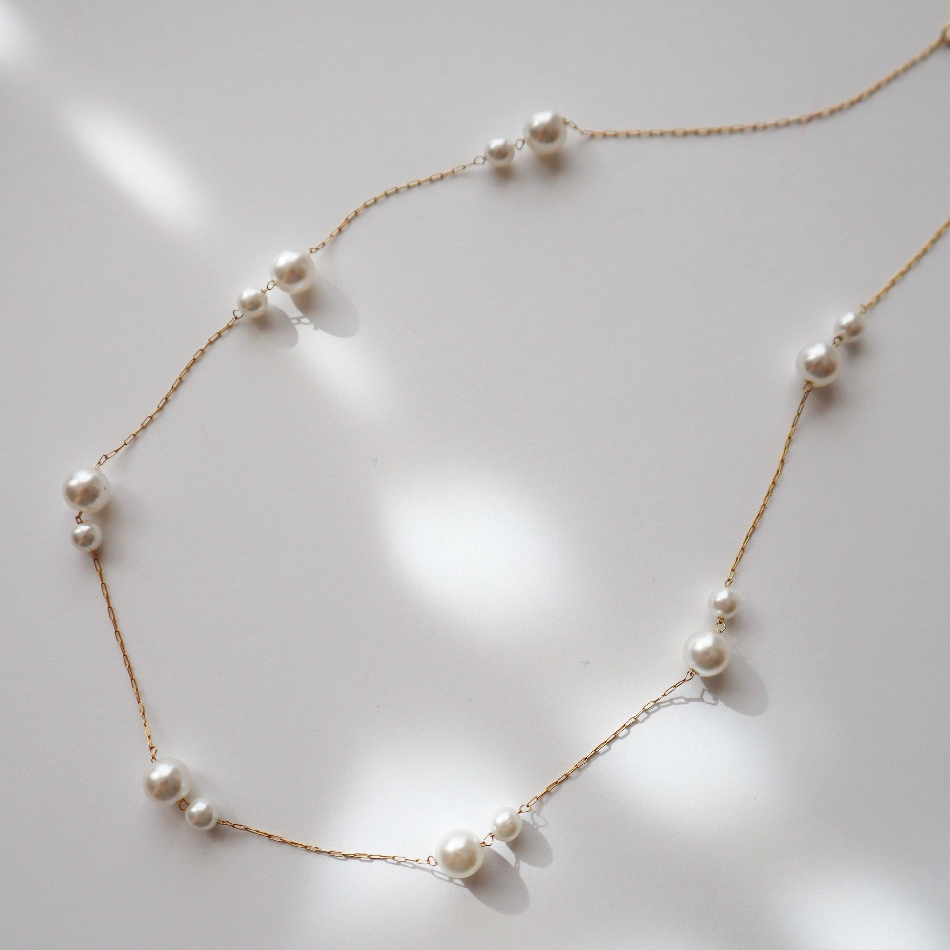 Alina Double Pearl Necklace - JESSA JEWELRY | GOLD JEWELRY; dainty, affordable gold everyday jewelry. Tarnish free, water-resistant, hypoallergenic. Jewelry for everyday wear