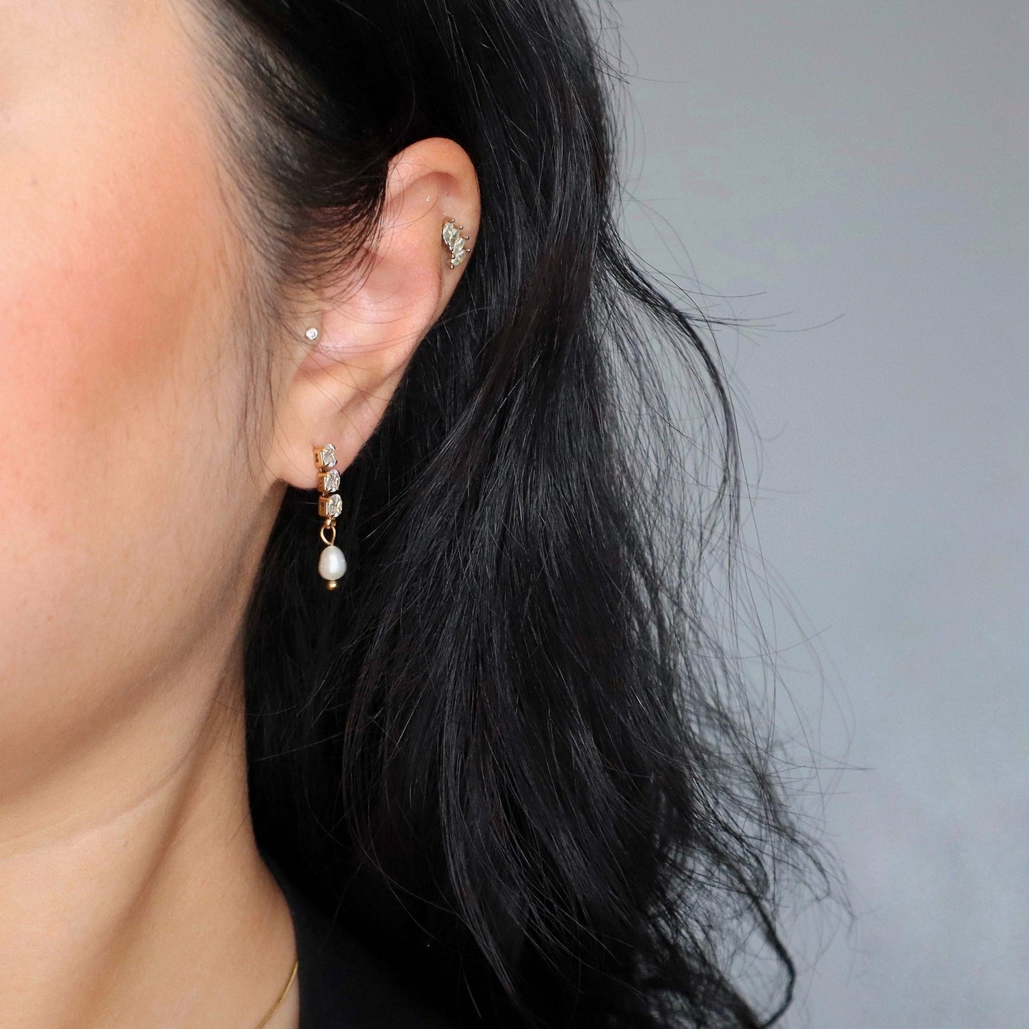 Emmy CZ Pearl Dangle Earrings | Elegant Dangle Earrings