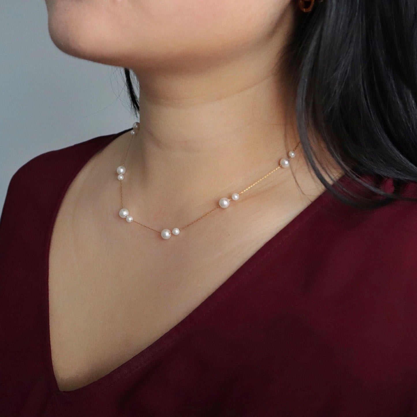 Alina Double Pearl Necklace - JESSA JEWELRY | GOLD JEWELRY; dainty, affordable gold everyday jewelry. Tarnish free, water-resistant, hypoallergenic. Jewelry for everyday wear