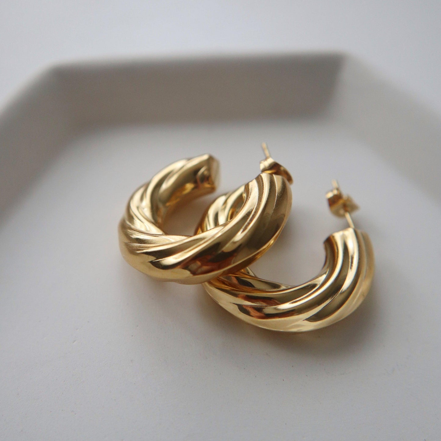 Delaney Hoops | Lightweight Hollow Hoops - JESSA JEWELRY | GOLD JEWELRY; dainty, affordable gold everyday jewelry. Tarnish free, water-resistant, hypoallergenic. Jewelry for everyday wear