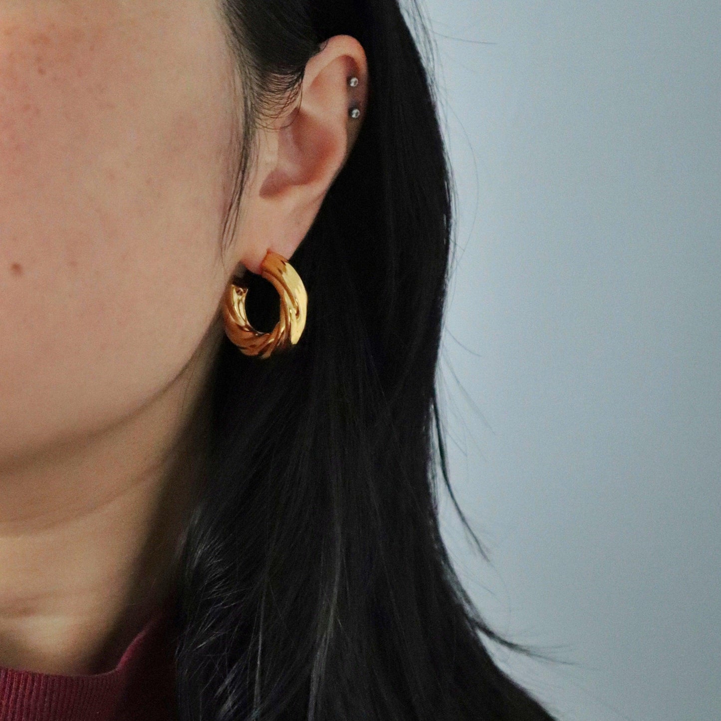 Delaney Hoops | Lightweight Hollow Hoops - JESSA JEWELRY | GOLD JEWELRY; dainty, affordable gold everyday jewelry. Tarnish free, water-resistant, hypoallergenic. Jewelry for everyday wear