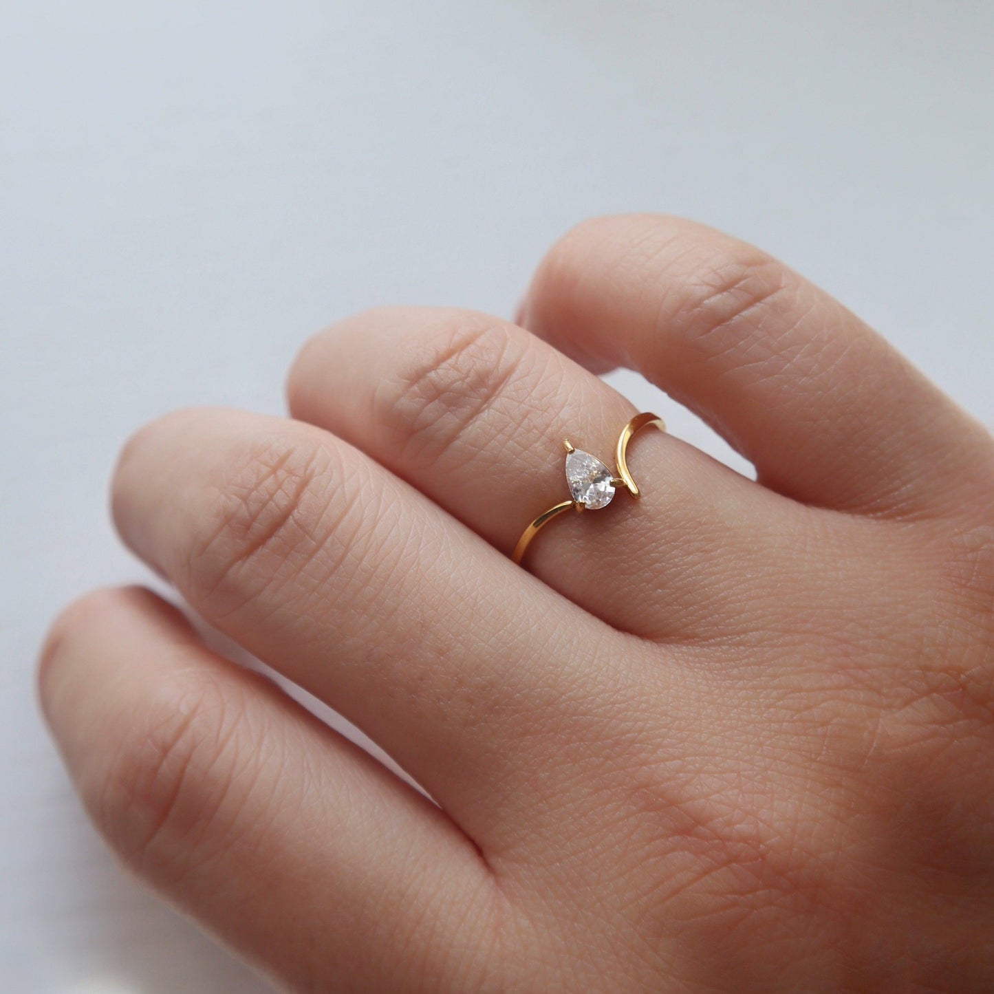Selena Teardrop Ring | Zirconia Ring - JESSA JEWELRY | GOLD JEWELRY; dainty, affordable gold everyday jewelry. Tarnish free, water-resistant, hypoallergenic. Jewelry for everyday wear