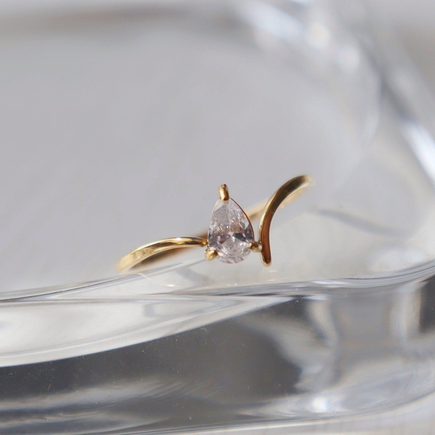 Selena Teardrop Ring | Zirconia Ring - JESSA JEWELRY | GOLD JEWELRY; dainty, affordable gold everyday jewelry. Tarnish free, water-resistant, hypoallergenic. Jewelry for everyday wear