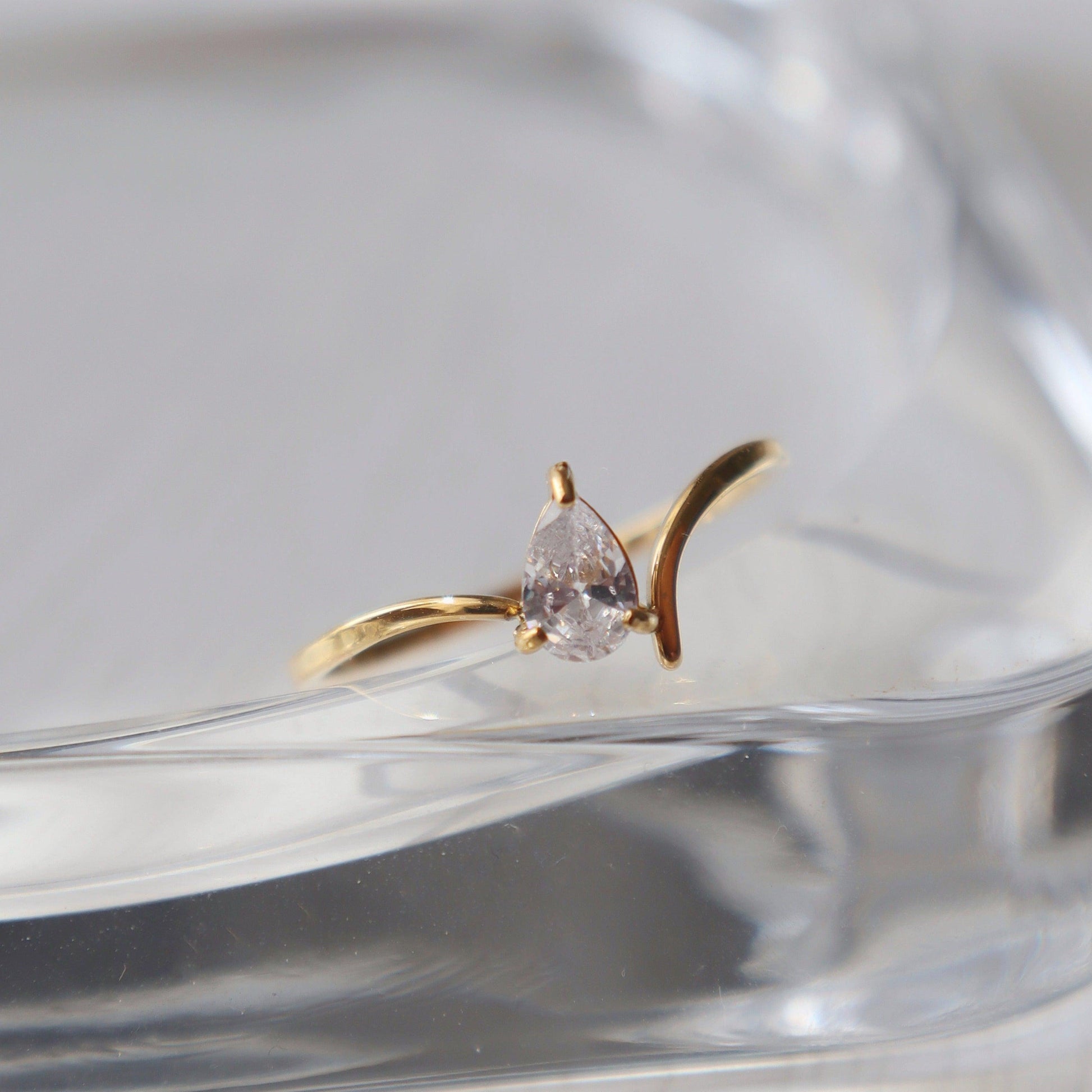 Selena Teardrop Ring | Zirconia Ring - JESSA JEWELRY | GOLD JEWELRY; dainty, affordable gold everyday jewelry. Tarnish free, water-resistant, hypoallergenic. Jewelry for everyday wear
